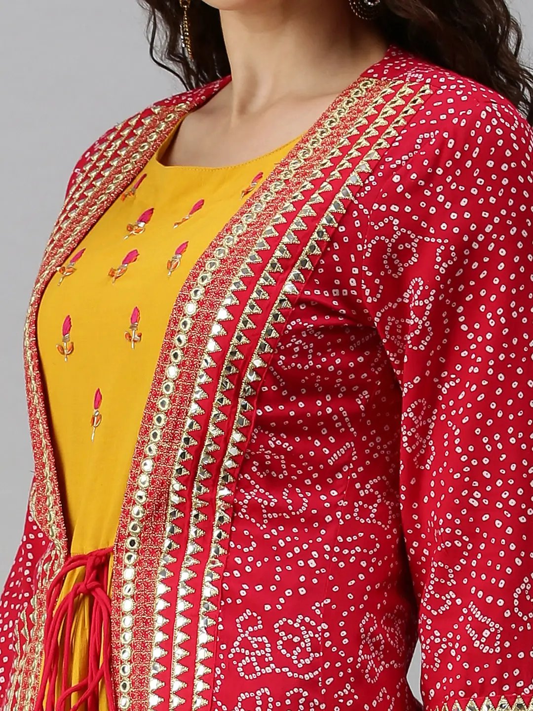Women's Printed Yellow Anarkali Kurta
