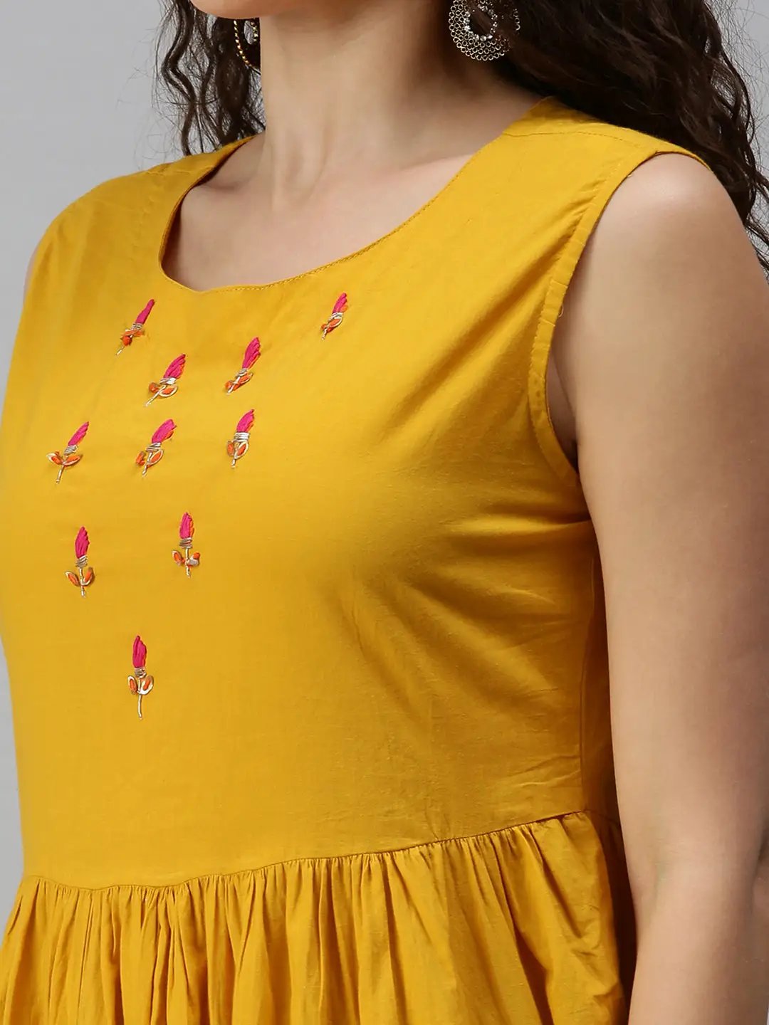 Women's Printed Yellow Anarkali Kurta