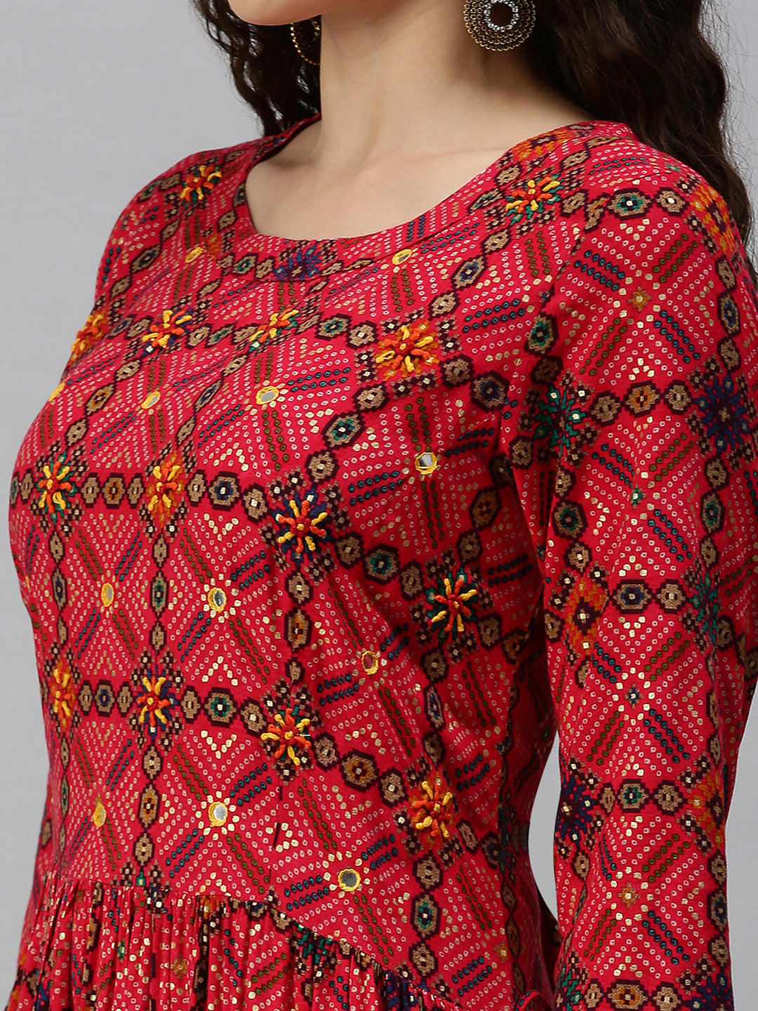 Women Printed Pink Straight Kurta