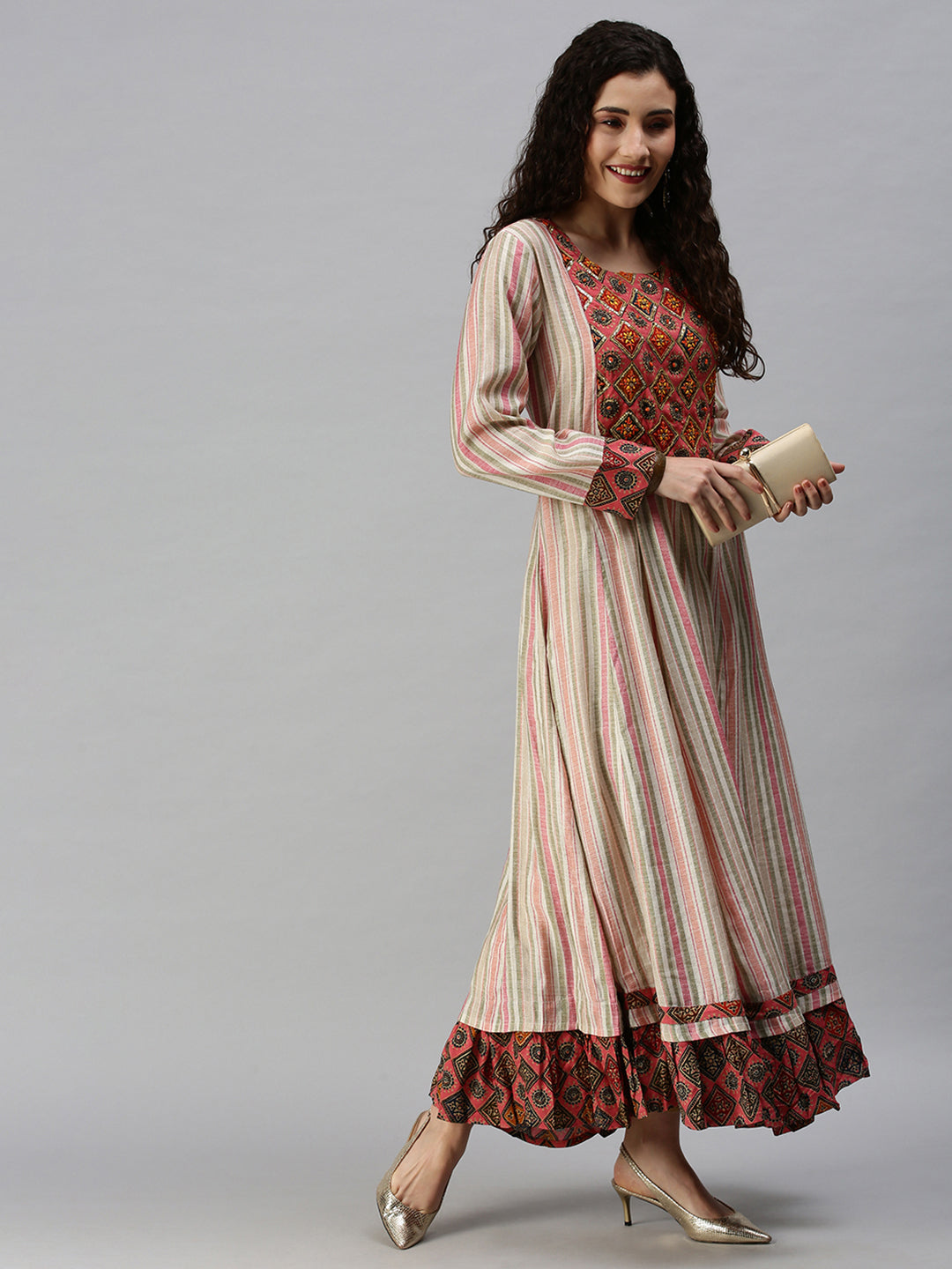 Women Yoke Design Multi Anarkali Kurta