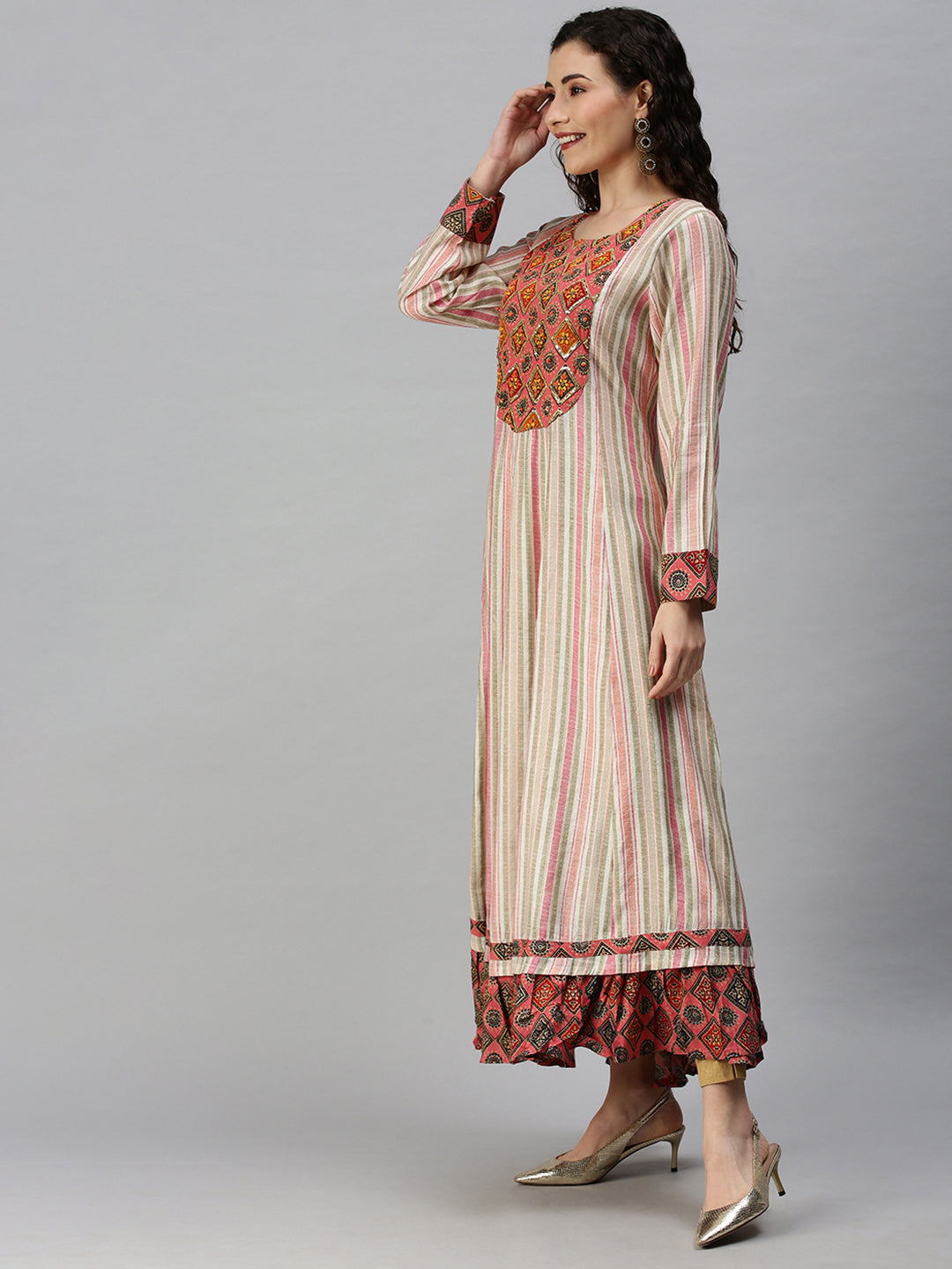 Women Yoke Design Multi Anarkali Kurta