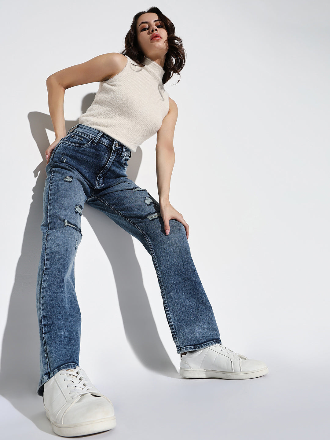 Women Blue Wide Leg Jeans