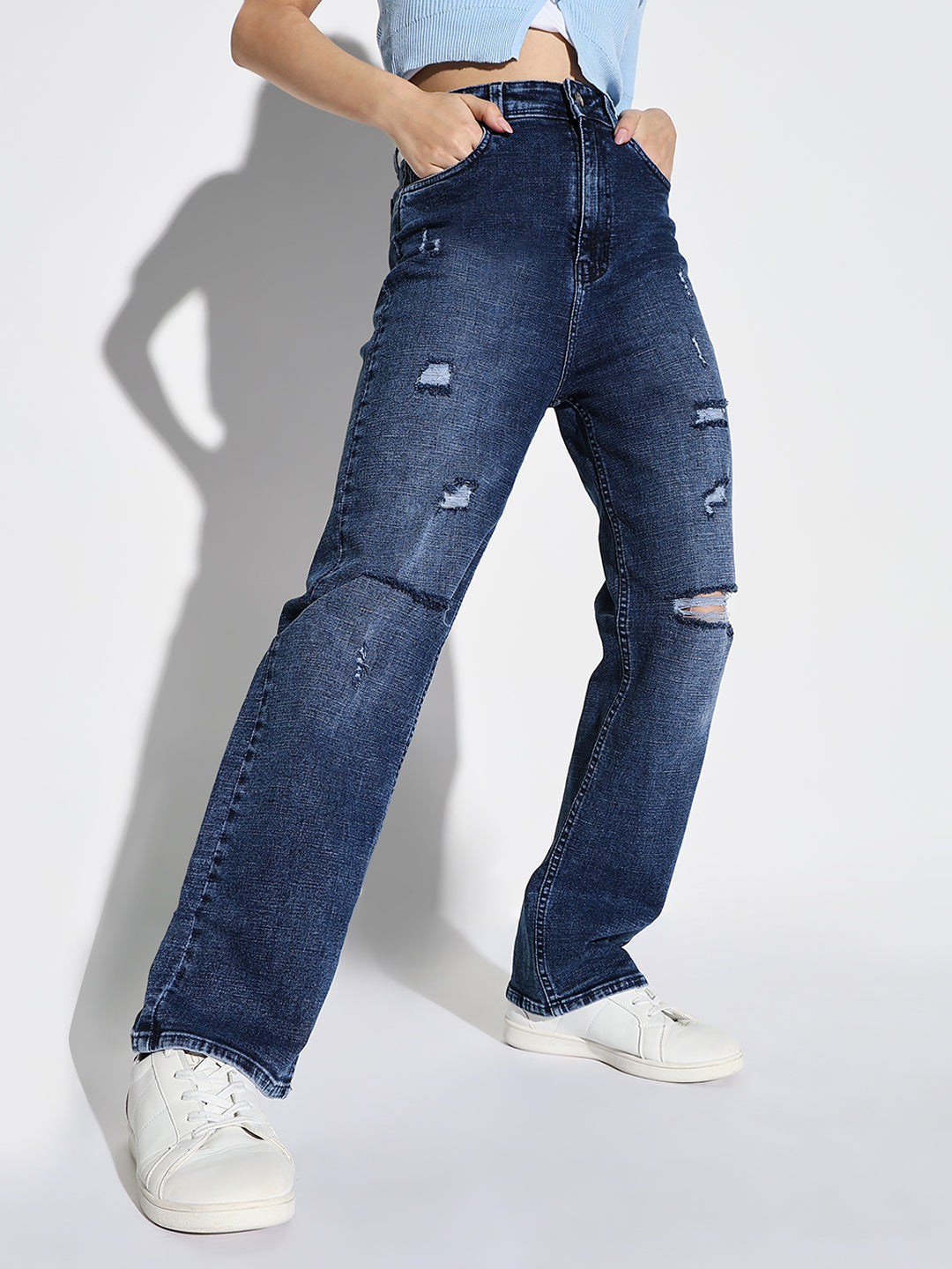 Women Blue Straight Fit Jeans