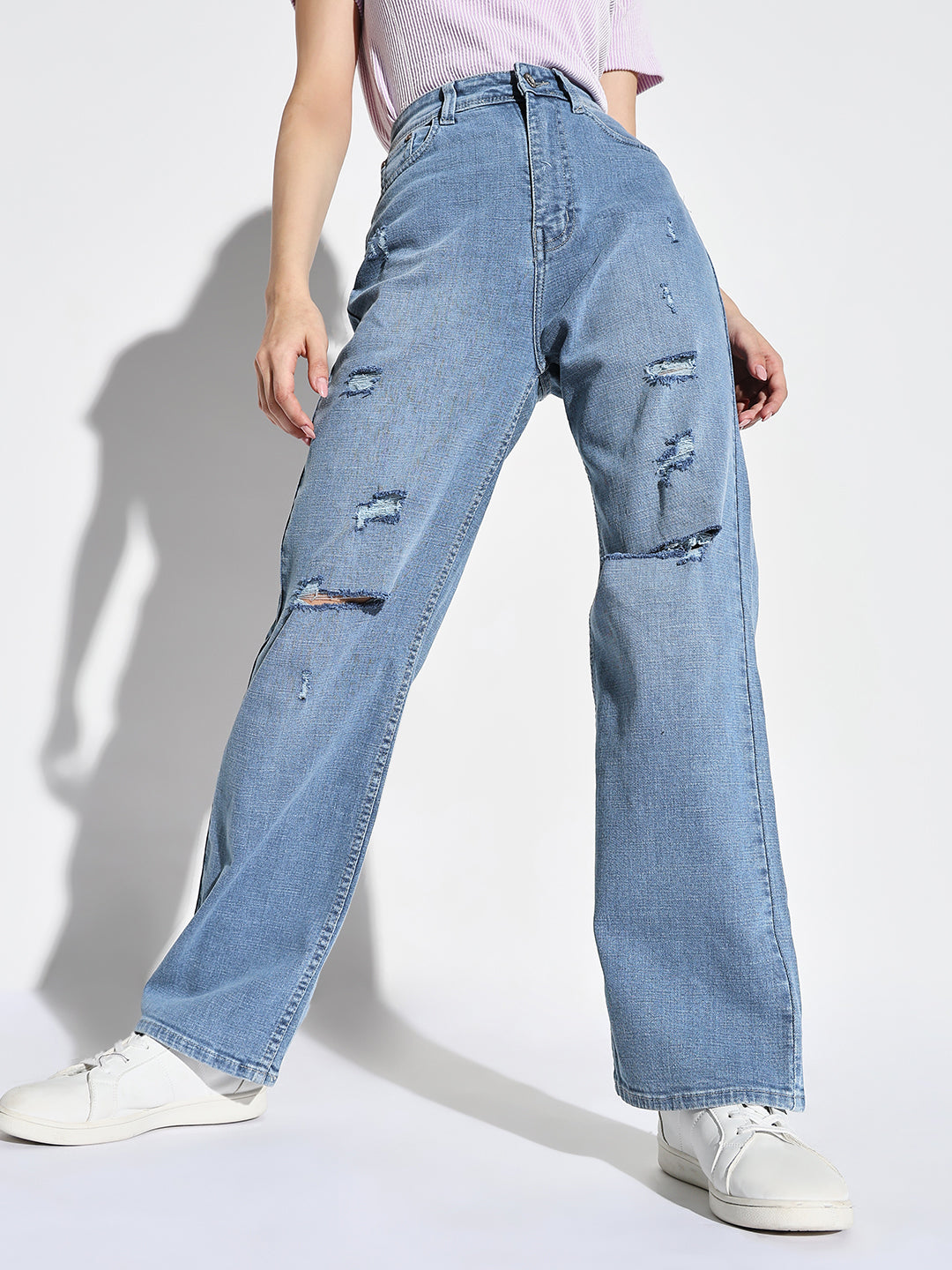 Women Blue Wide Leg Jeans