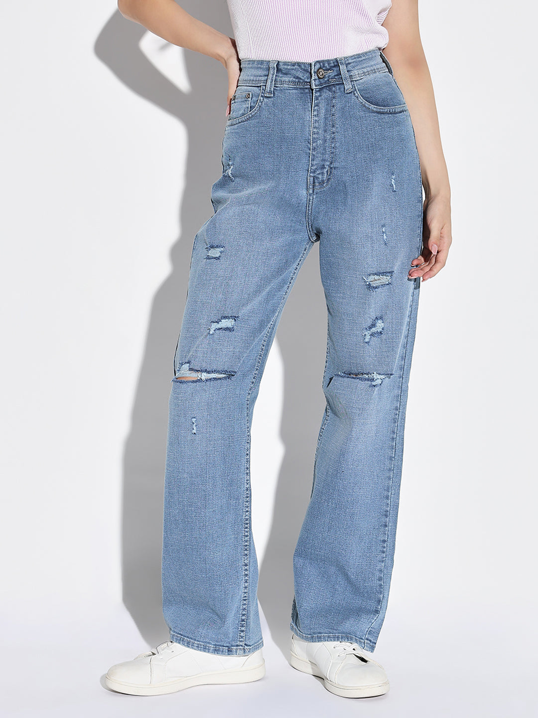 Women Blue Wide Leg Jeans