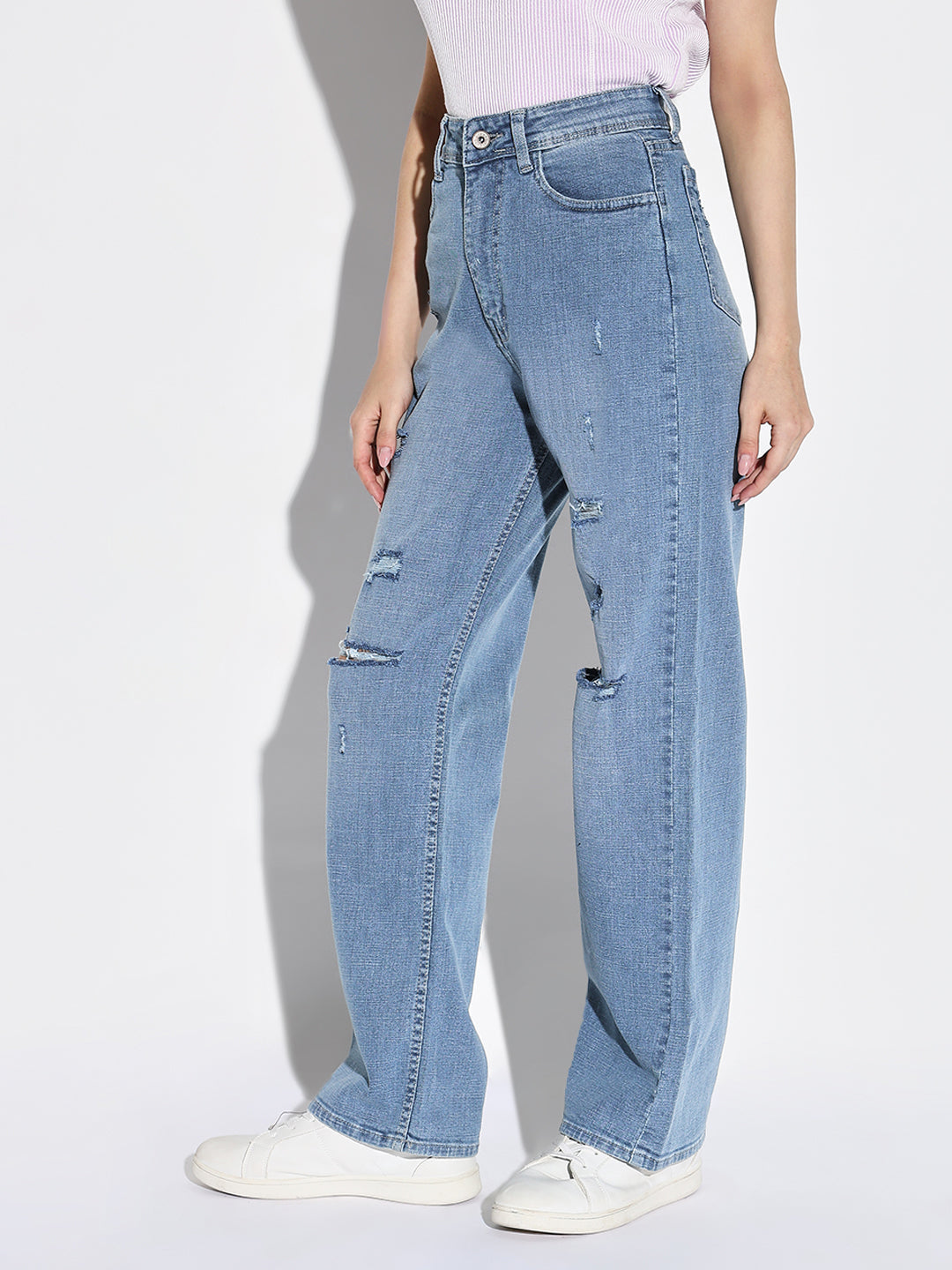 Women Blue Wide Leg Jeans