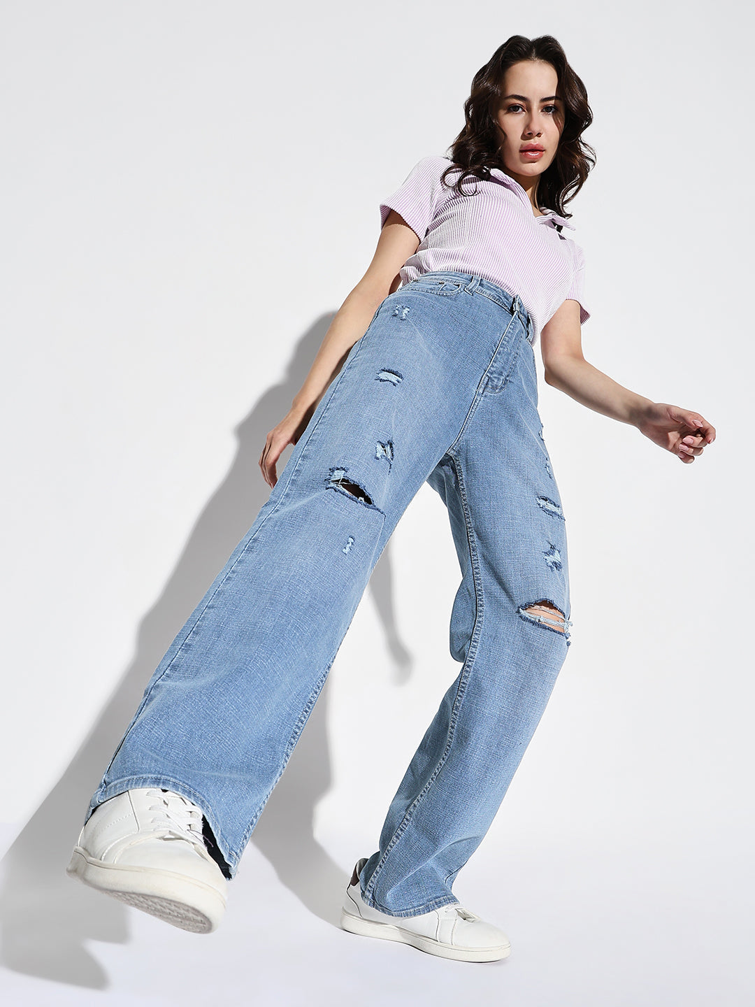 Women Blue Wide Leg Jeans