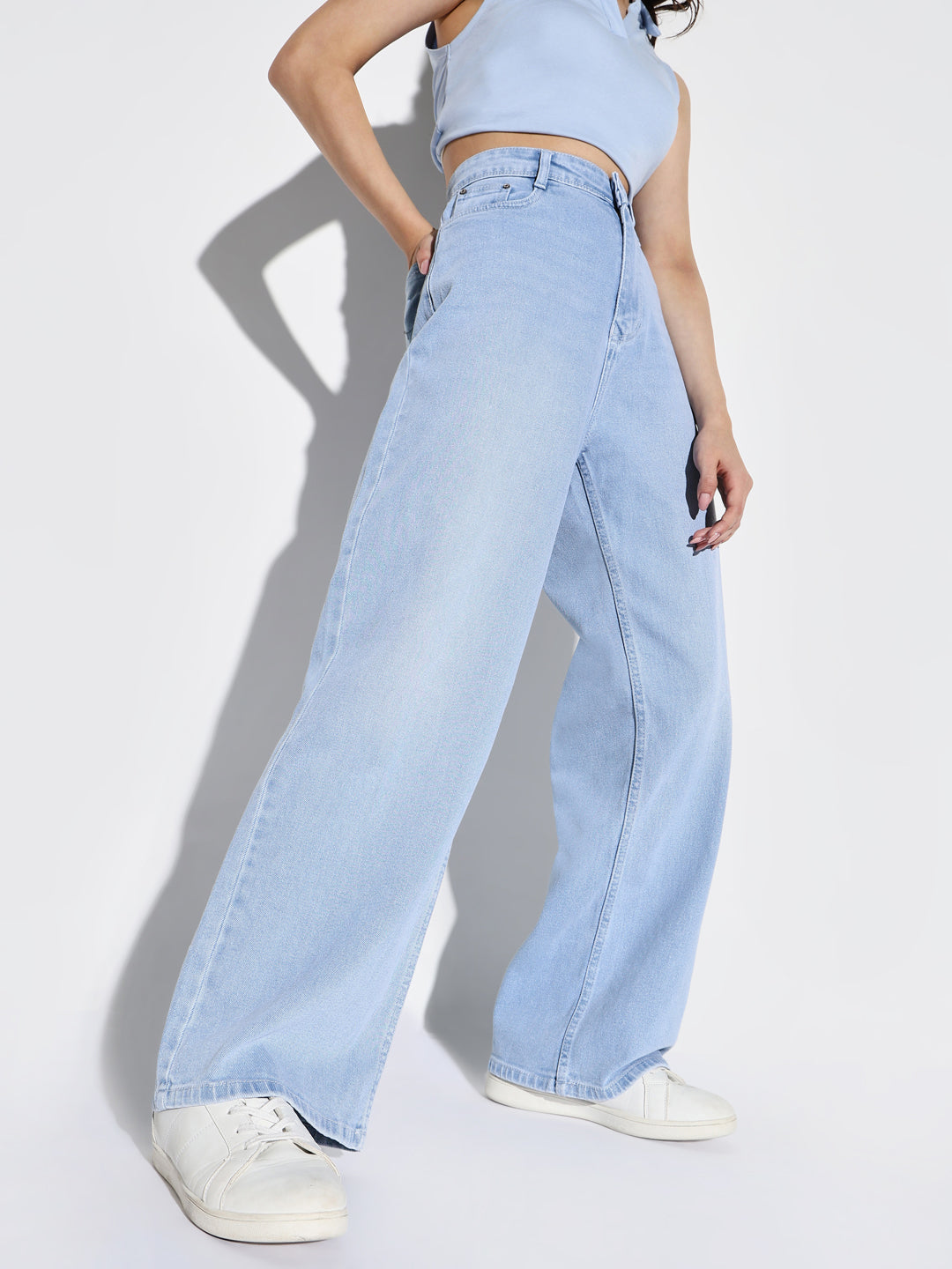 Women Blue Wide Leg Jeans