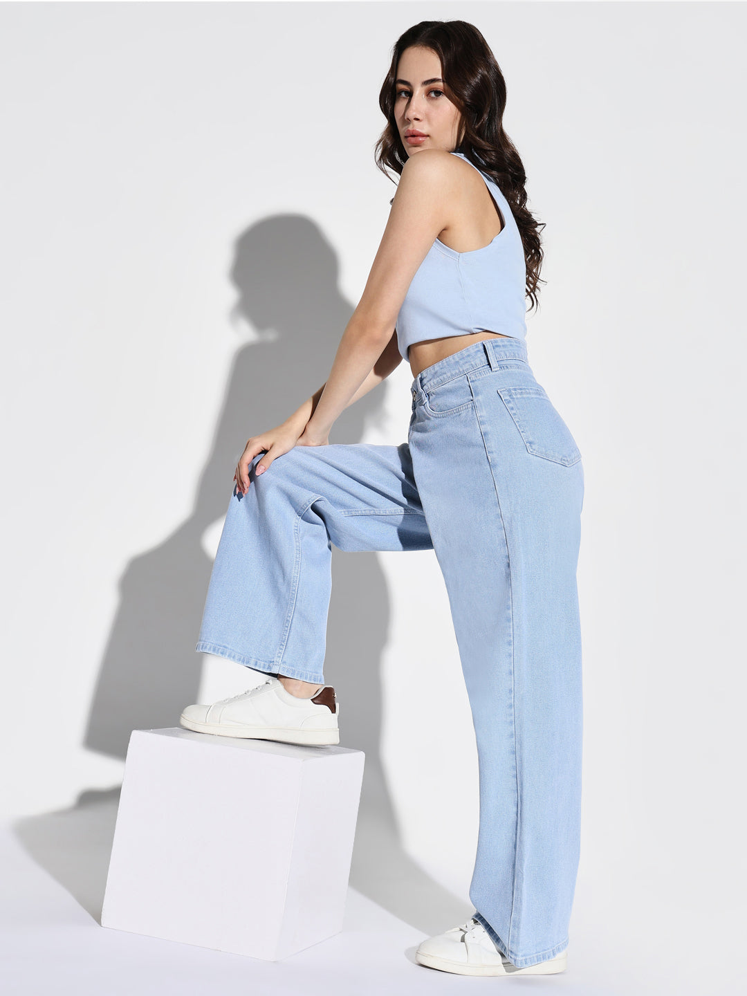 Women Blue Wide Leg Jeans