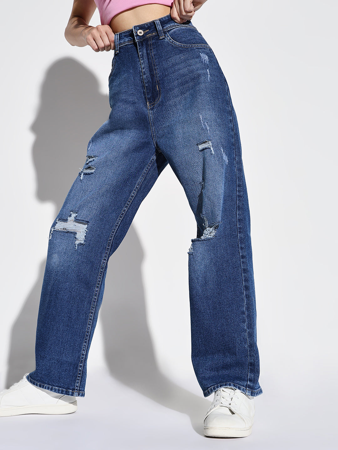 Women Blue Wide Leg Jeans