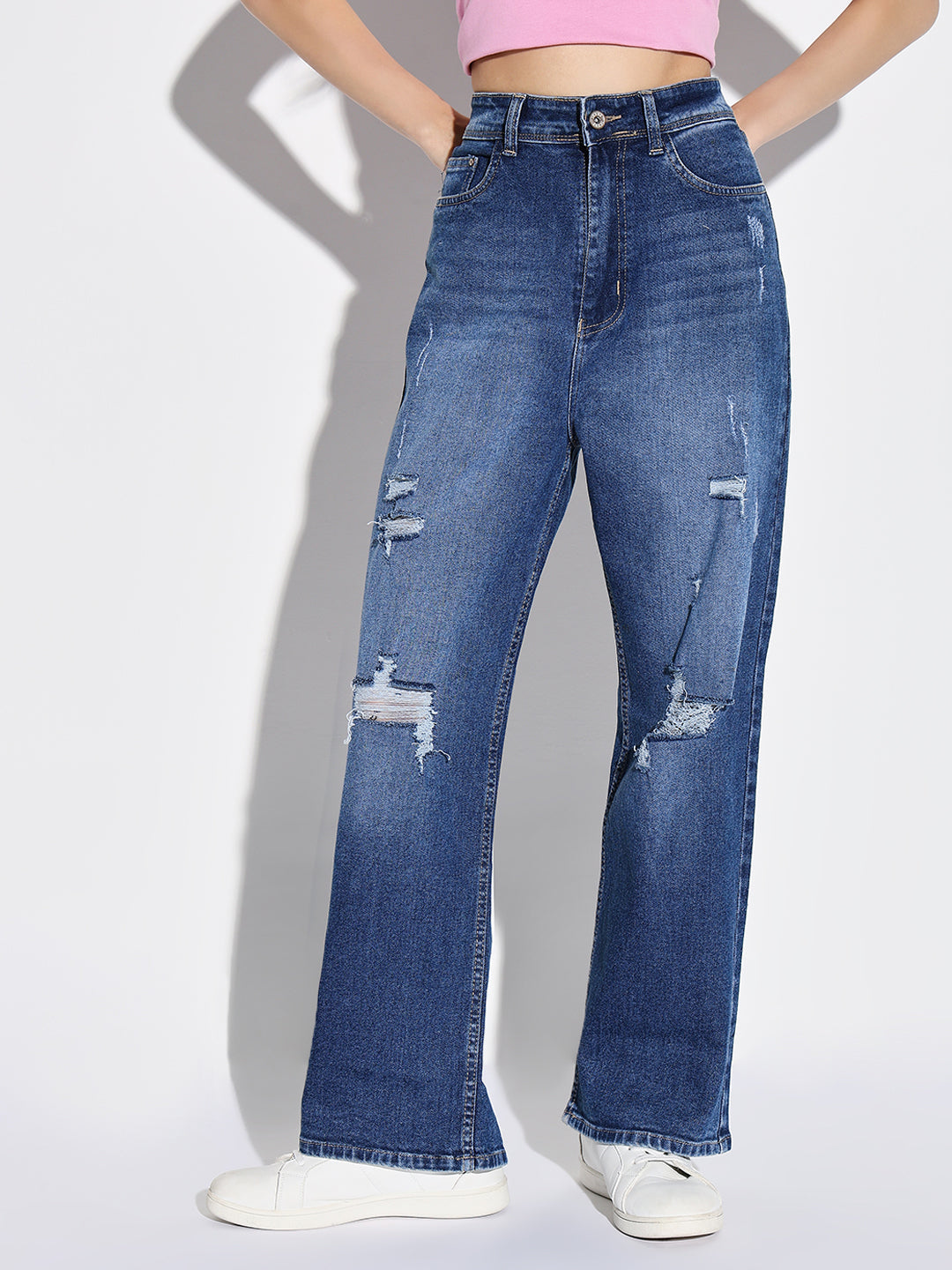 Women Blue Wide Leg Jeans