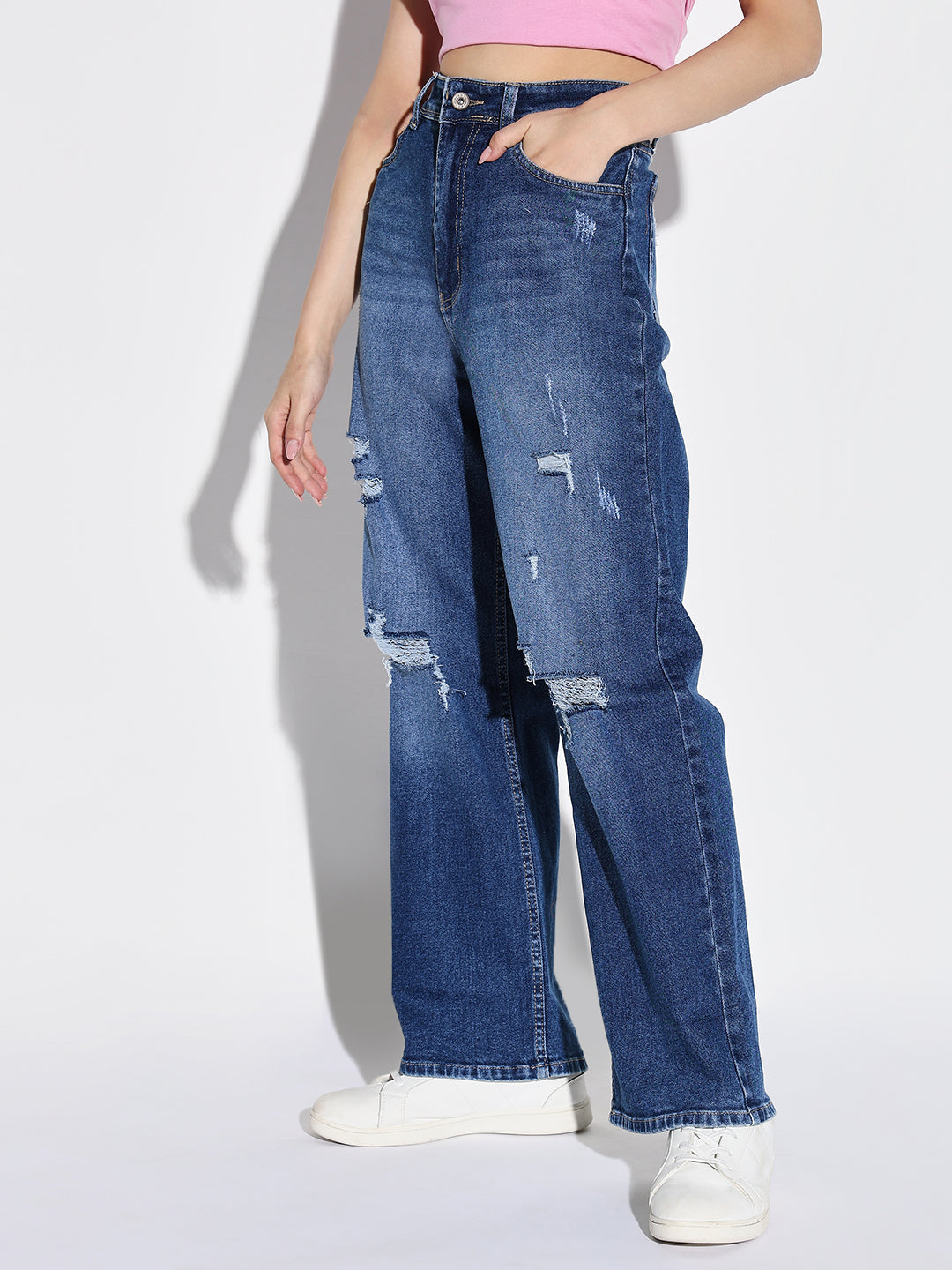 Women Blue Wide Leg Jeans