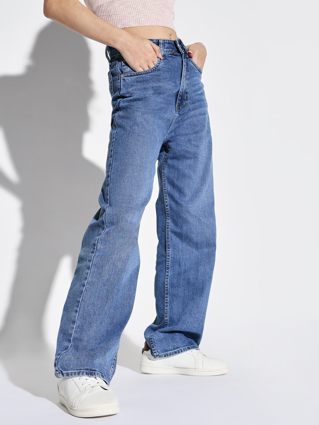 Women Blue Wide Leg Jeans