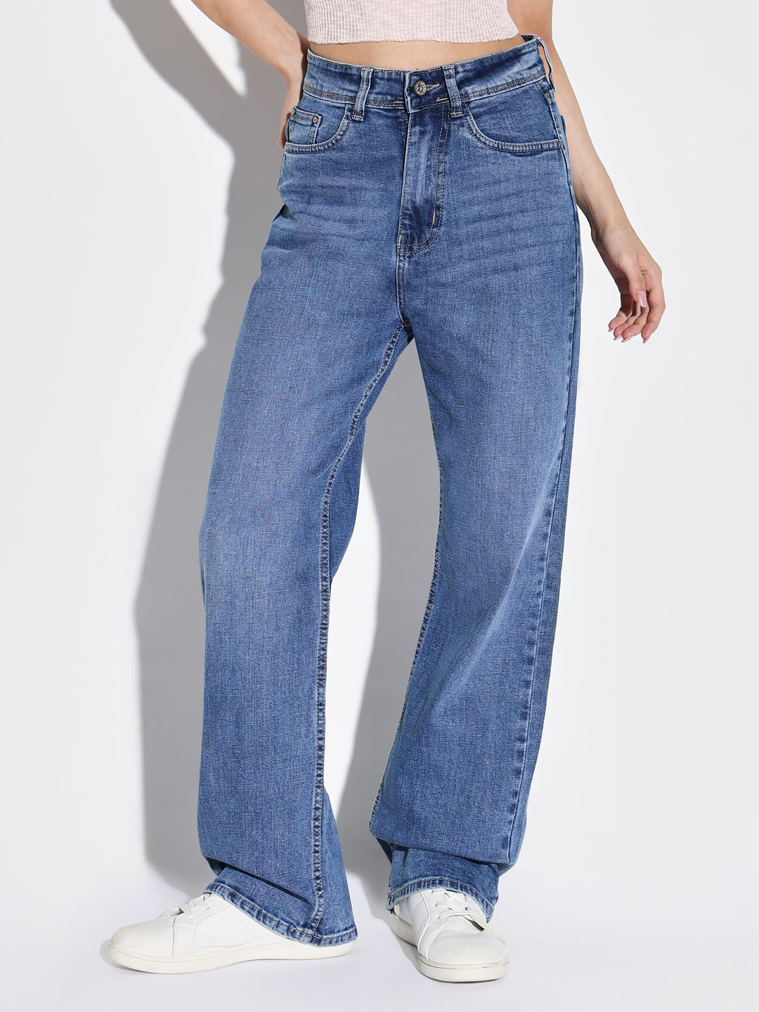 Women Blue Wide Leg Jeans