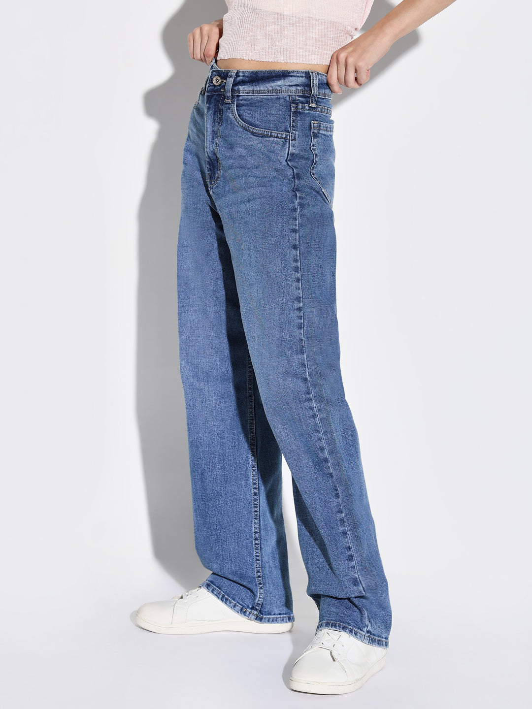 Women Blue Wide Leg Jeans