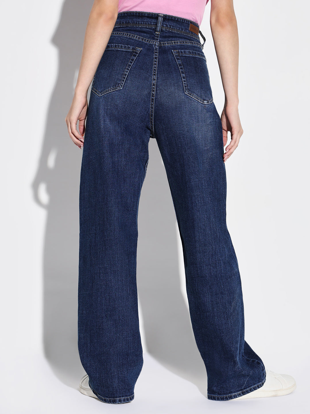 Women Navy Blue Wide Leg Jeans