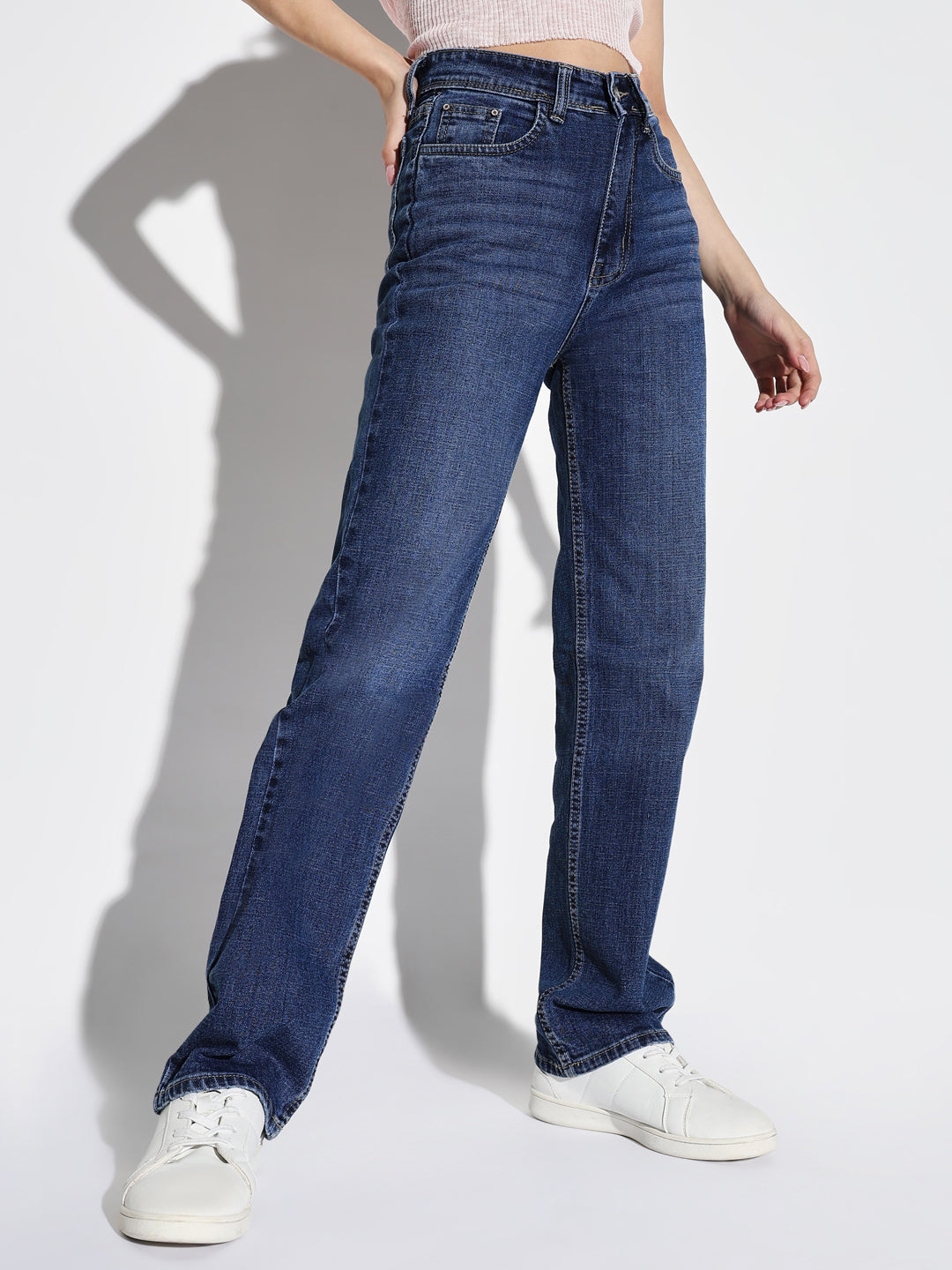 Women Blue Wide Leg Jeans