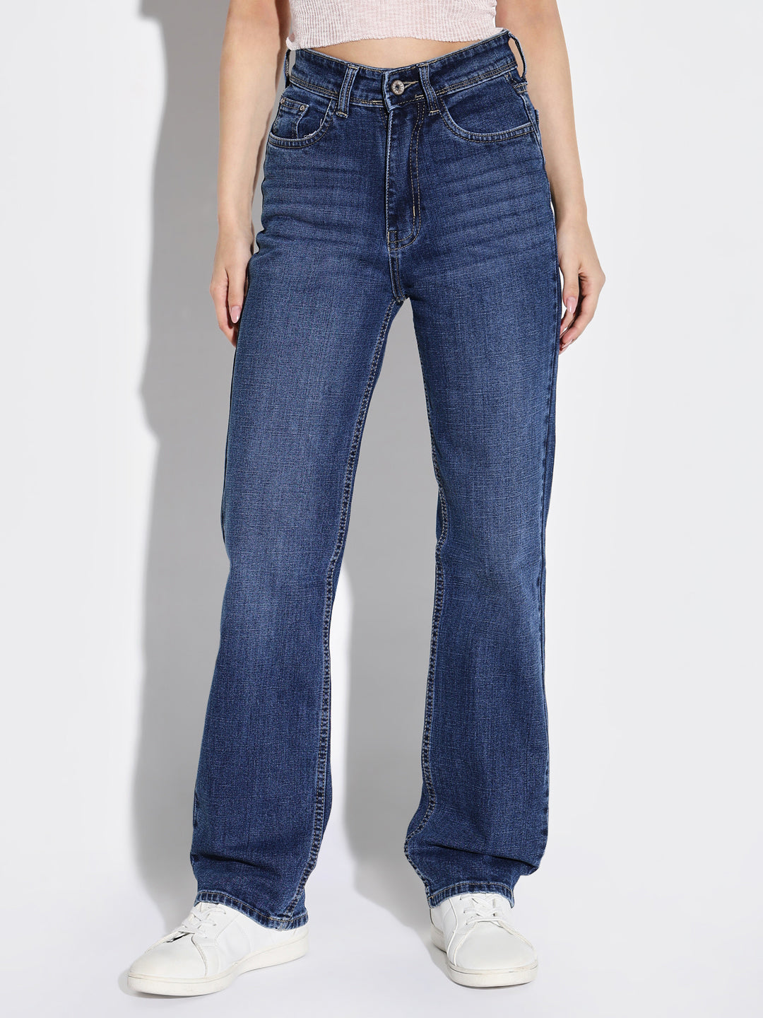 Women Blue Wide Leg Jeans