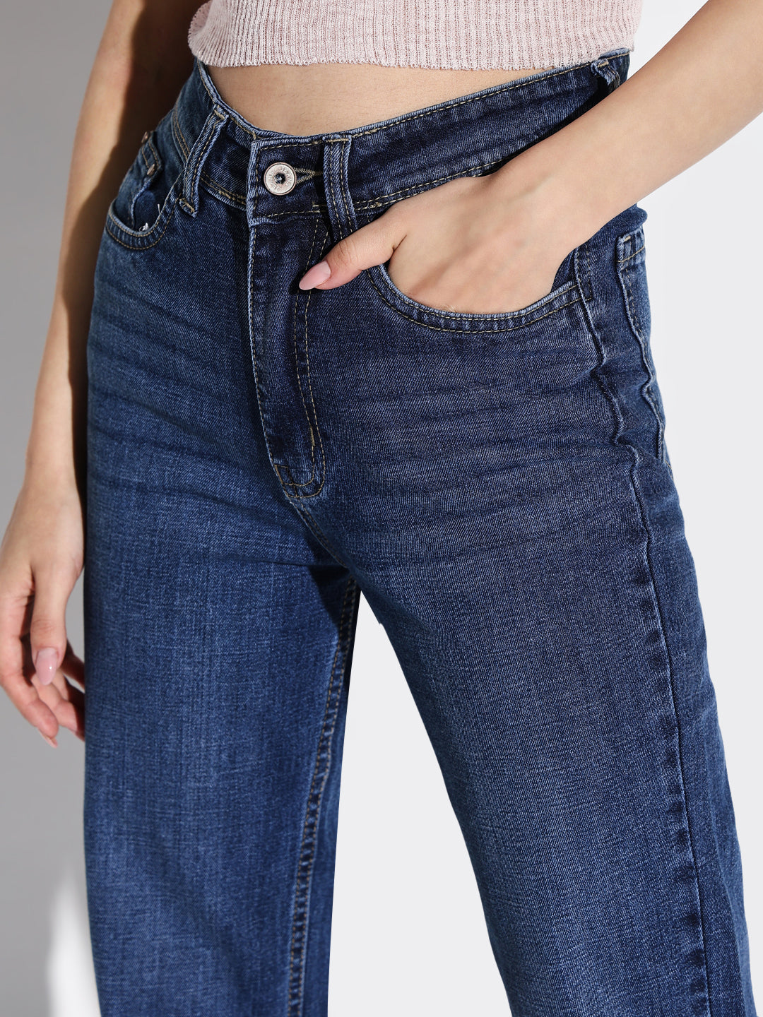 Women Blue Wide Leg Jeans