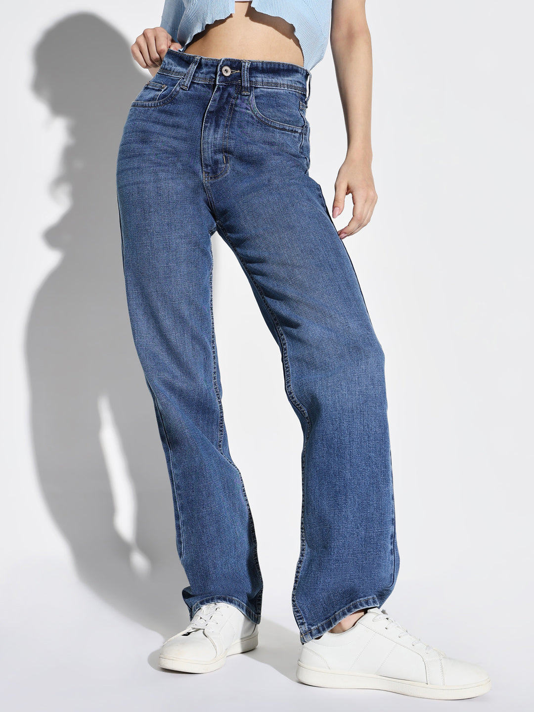 Women Blue Wide Leg Jeans