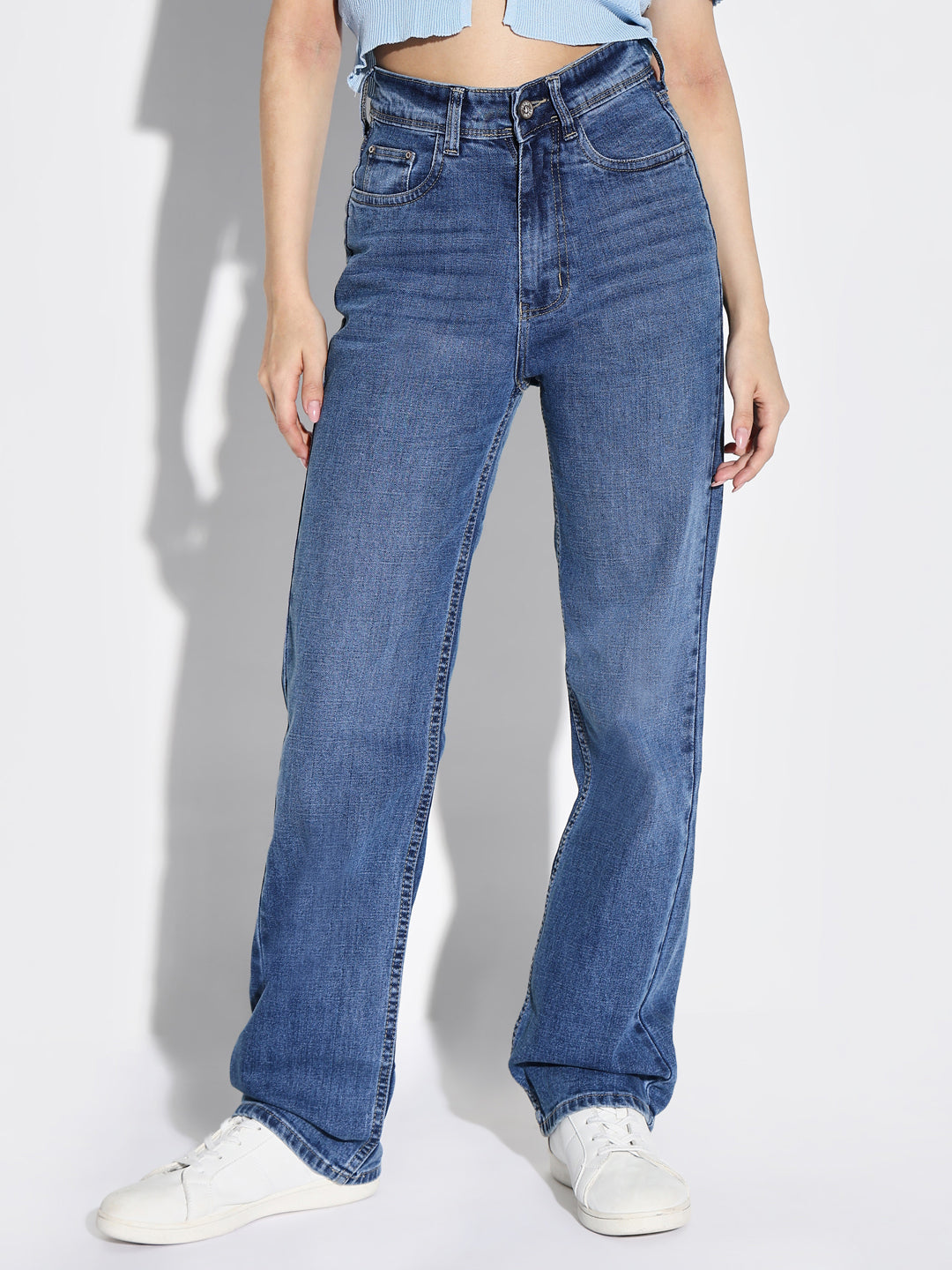 Women Blue Wide Leg Jeans