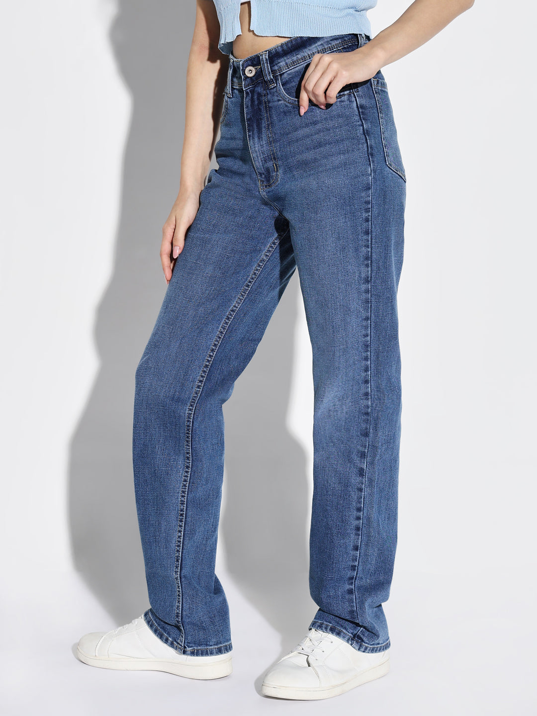 Women Blue Wide Leg Jeans