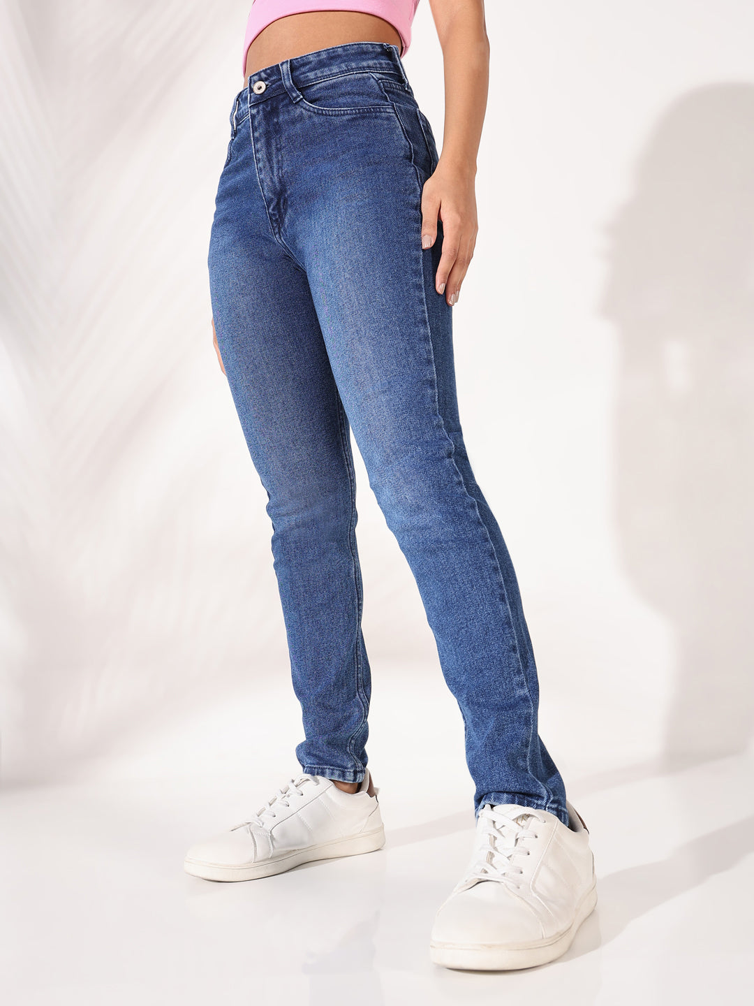 Women Solid Blue Slim Fit Jeans