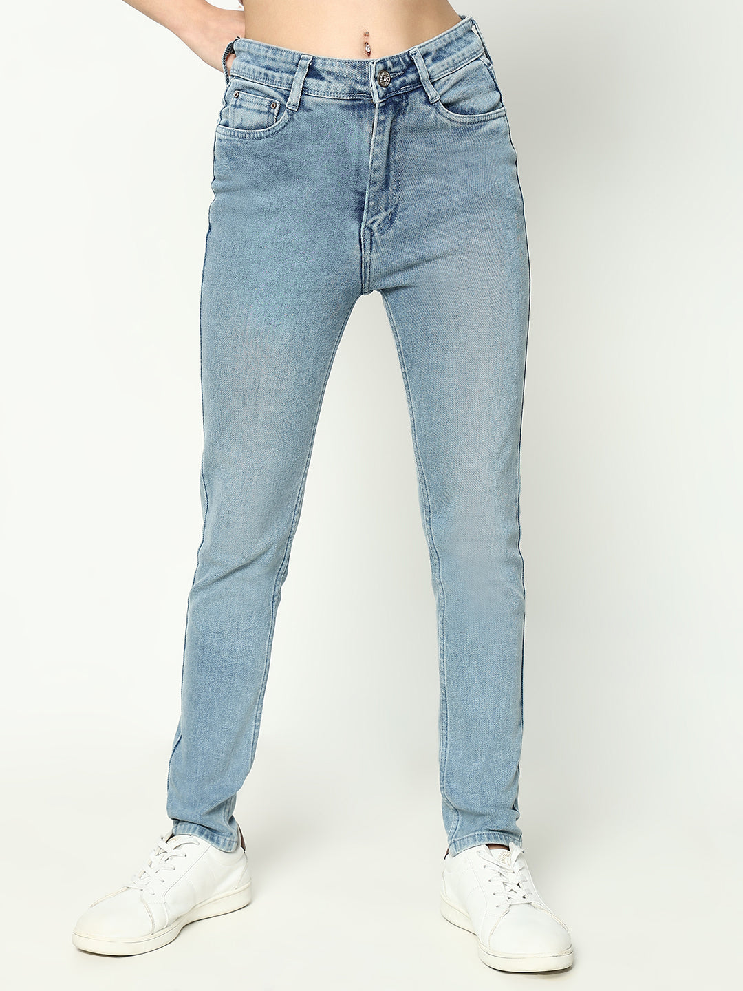 Women Solid Blue Slim Fit Jeans