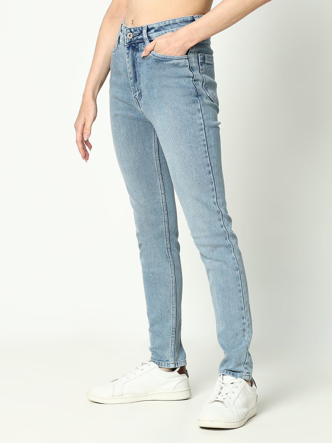 Women Solid Blue Slim Fit Jeans