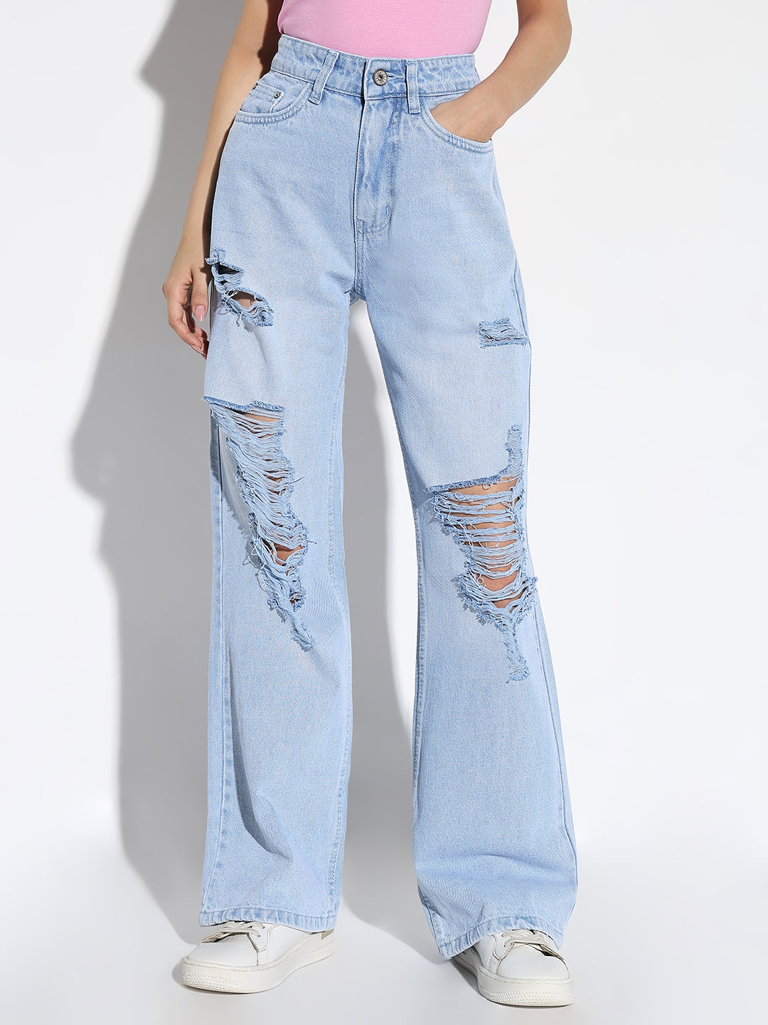 Women Blue Wide Leg Jeans