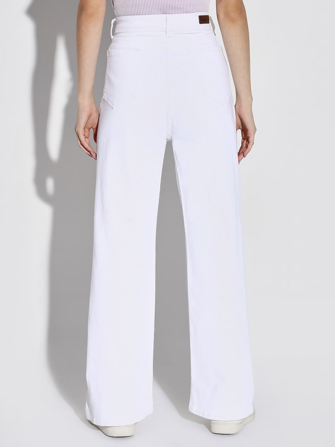 Women White Wide Leg Jeans