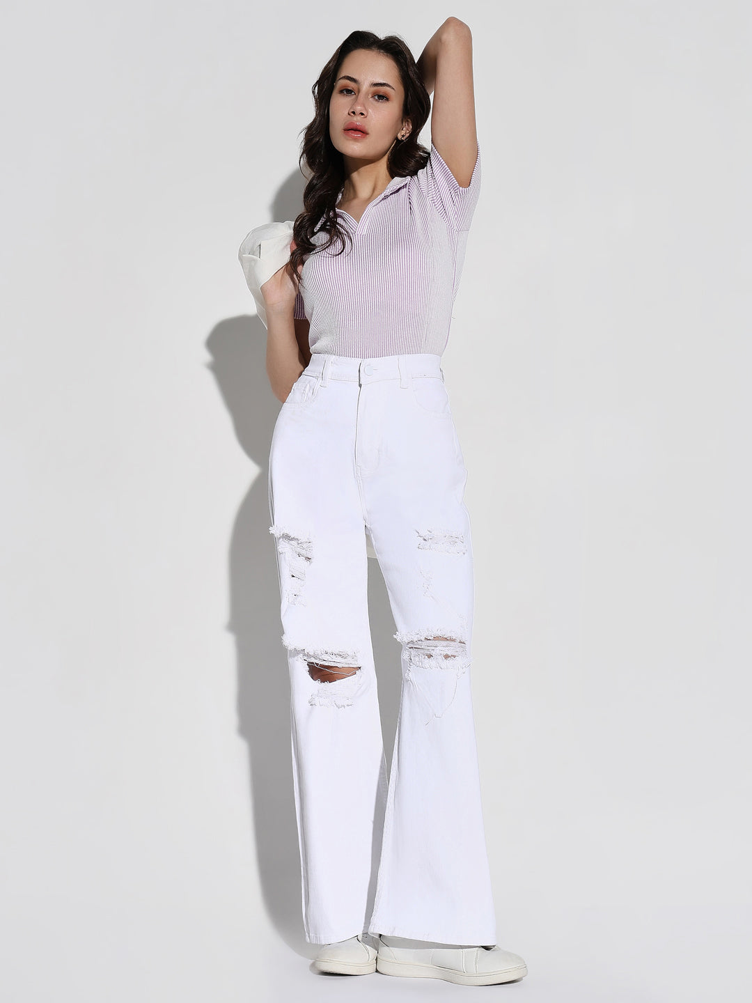 Women White Wide Leg Jeans