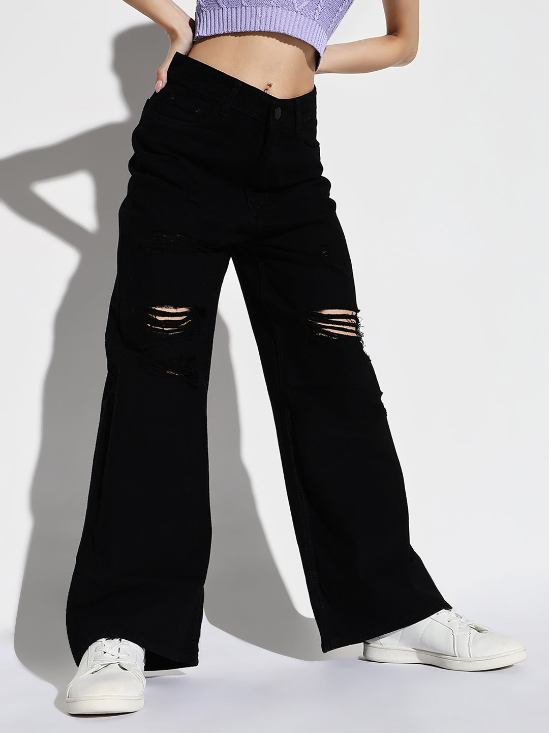 Women Black Wide Leg Jeans