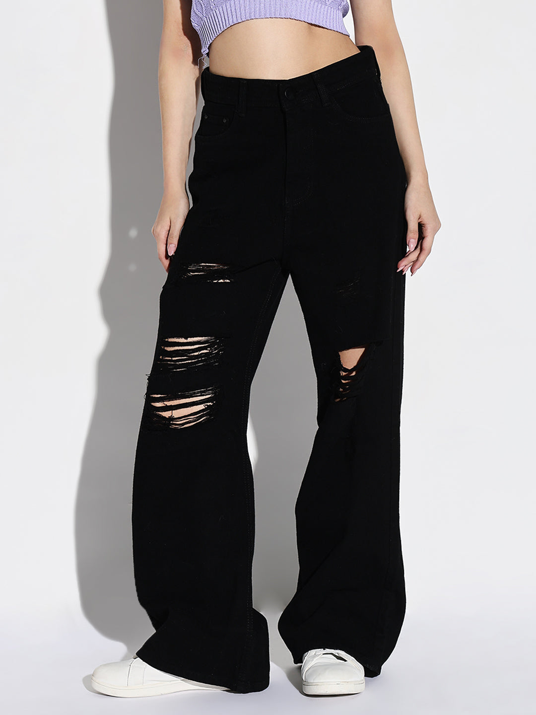 Women Black Wide Leg Jeans