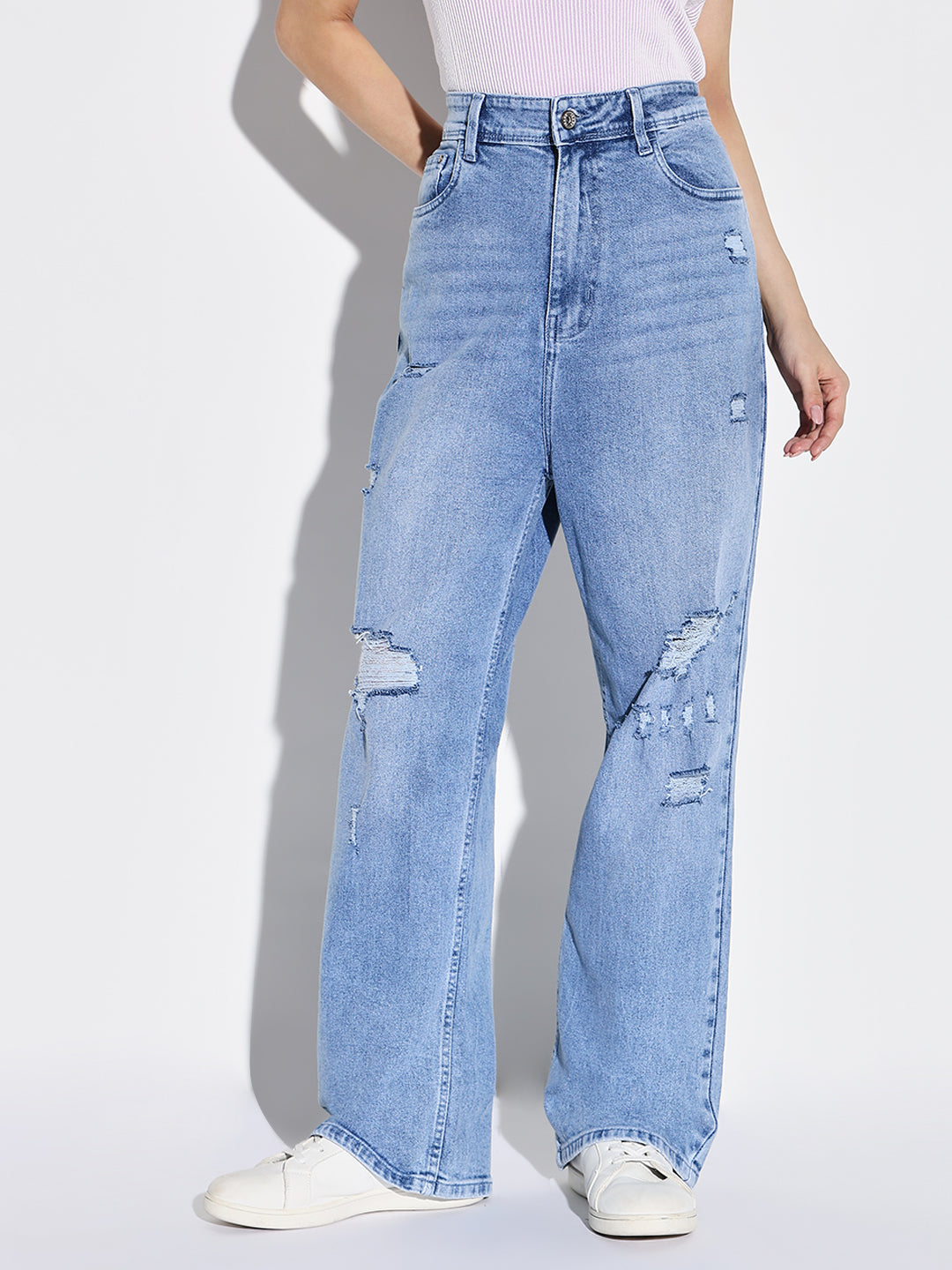 Women Blue Wide Leg Jeans