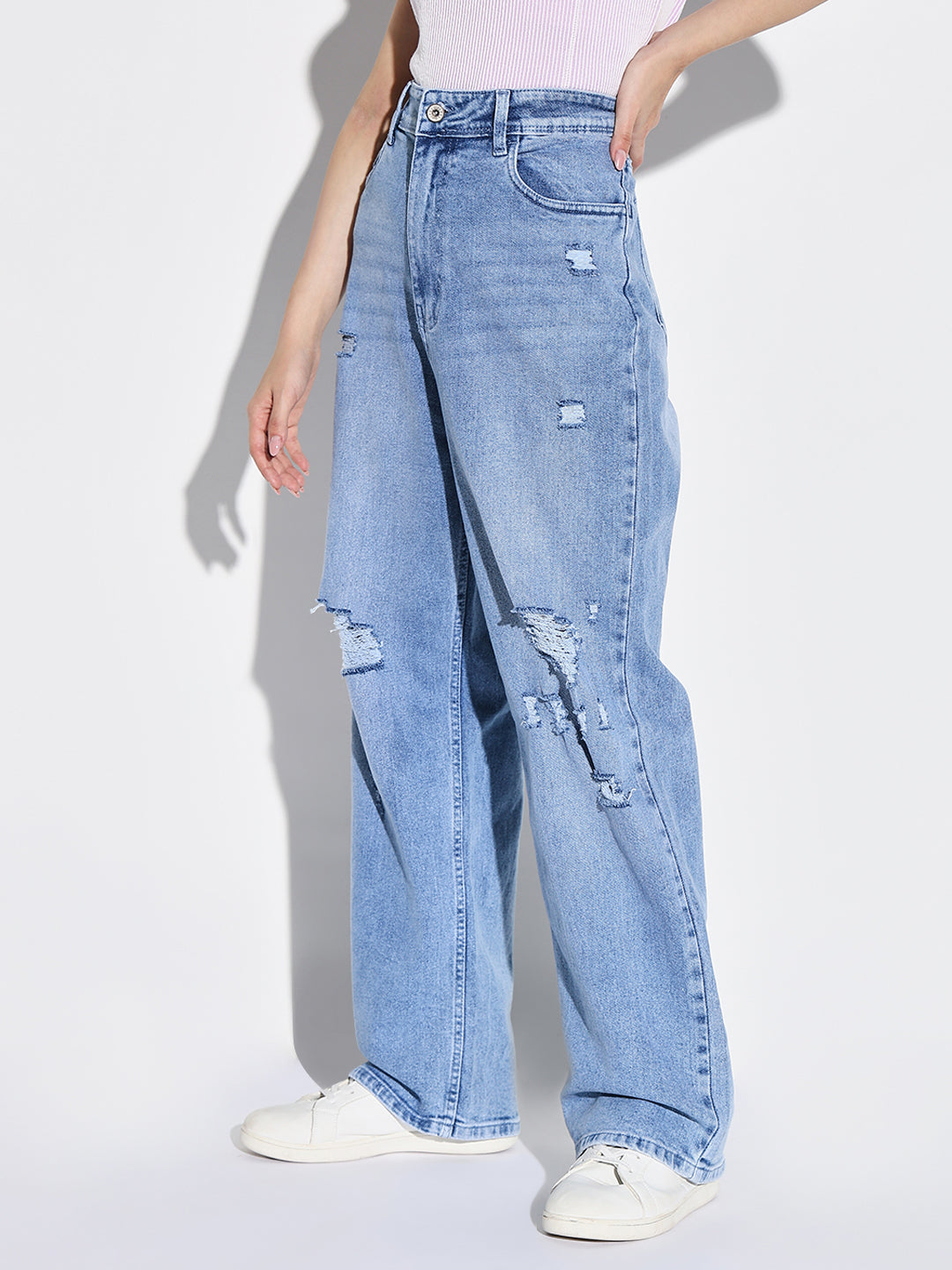 Women Blue Wide Leg Jeans