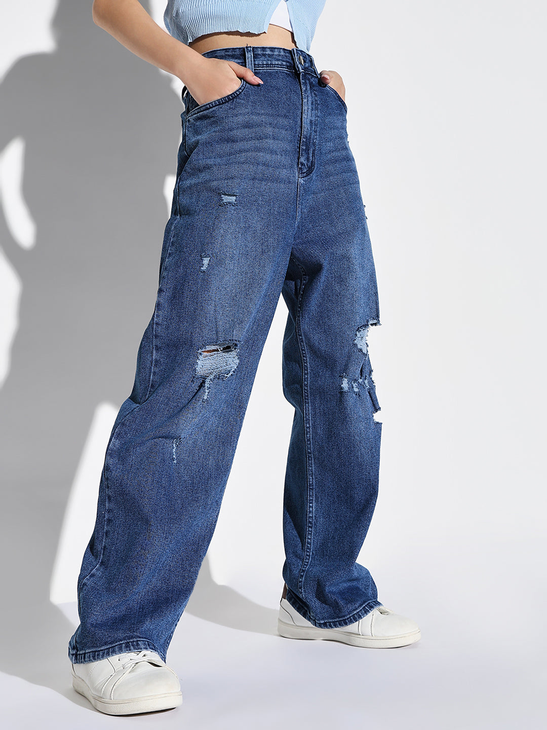 Women Blue Wide Leg Jeans