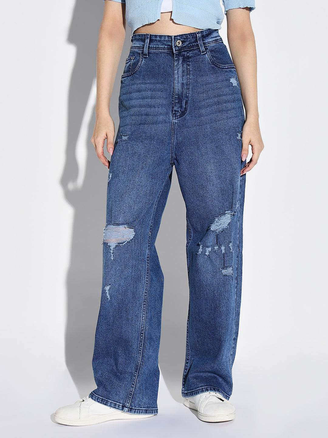 Women Blue Wide Leg Jeans