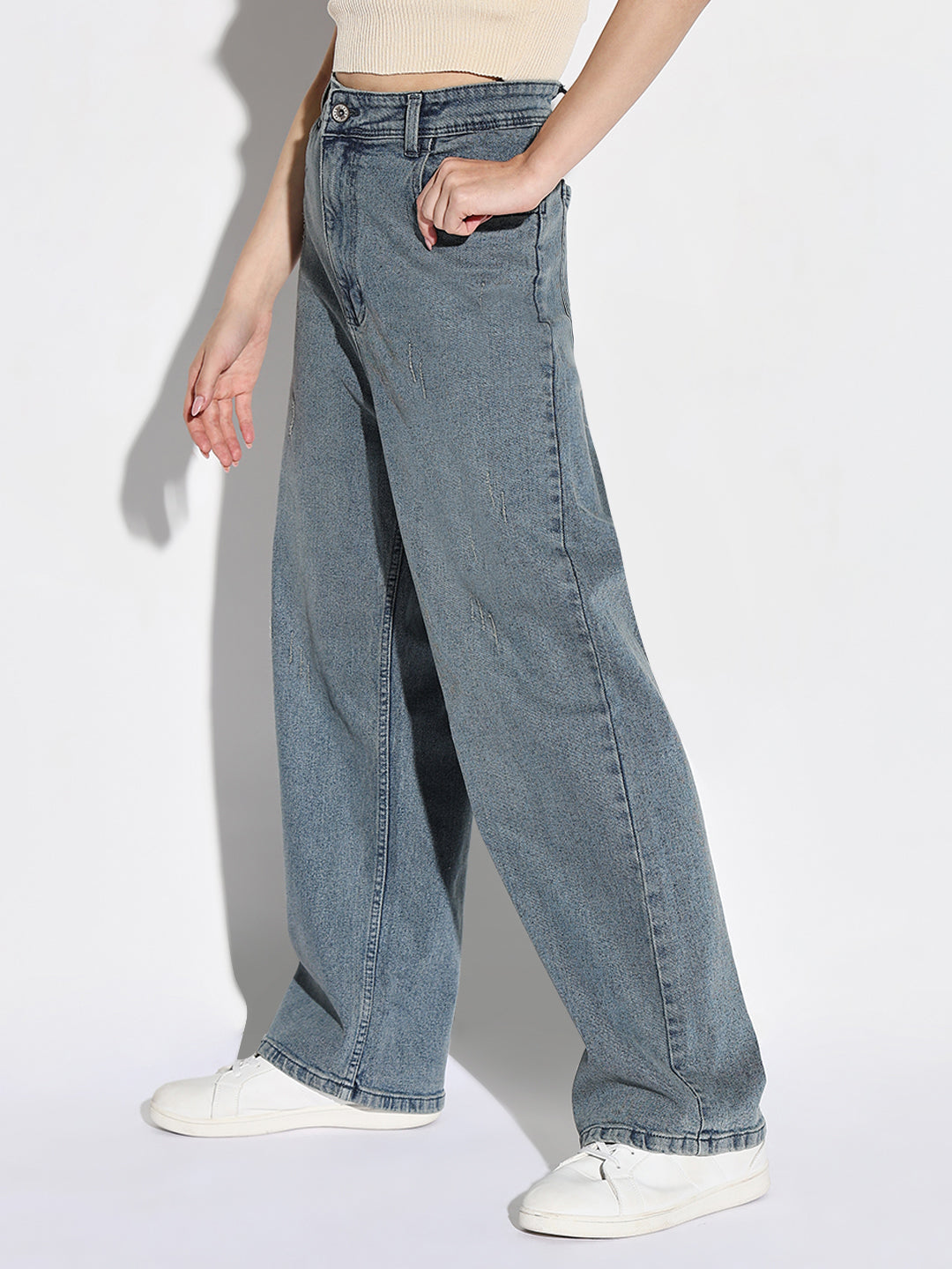 Women Blue Wide Leg Jeans