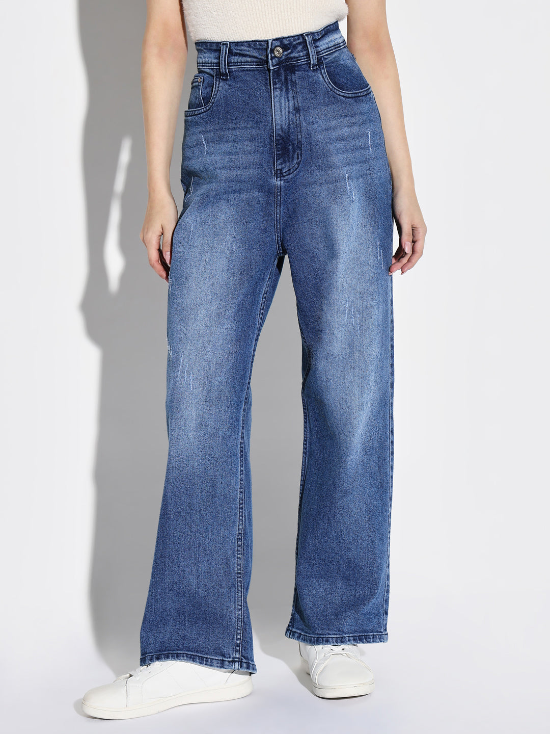 Women Blue Wide Leg Jeans