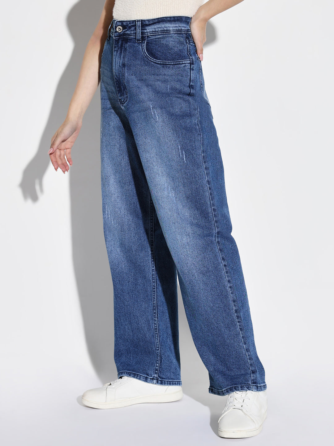 Women Blue Wide Leg Jeans