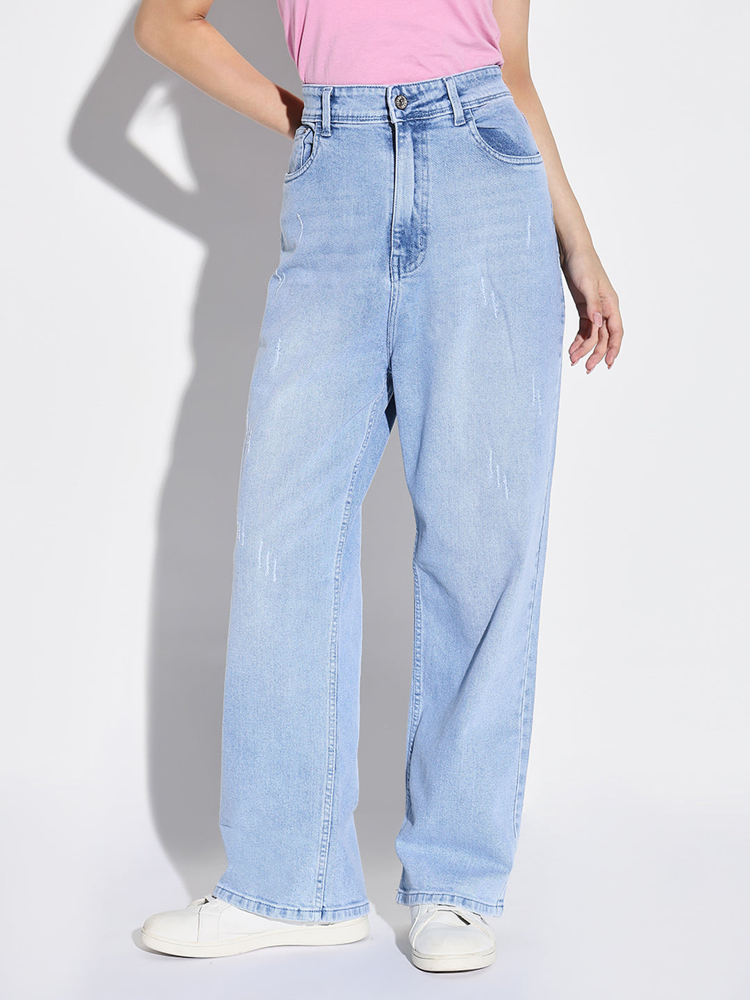 Women Blue Wide Leg Jeans