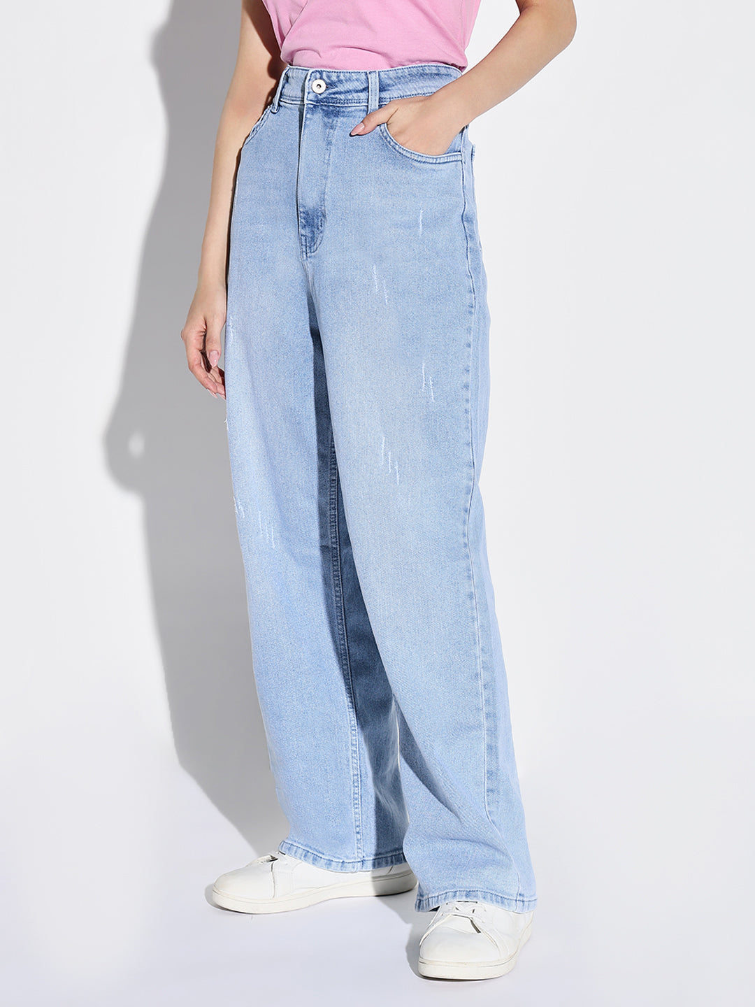 Women Blue Wide Leg Jeans