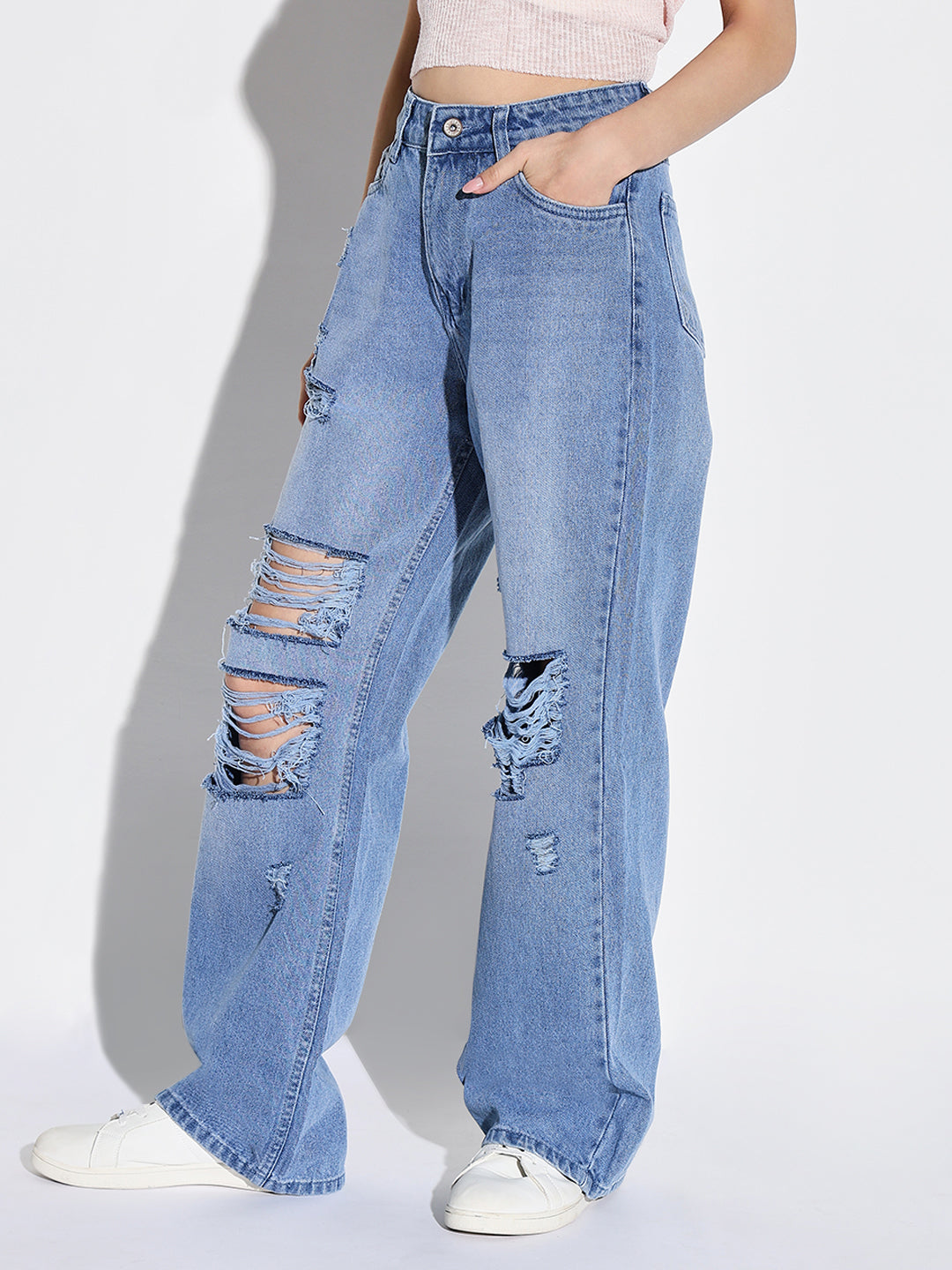 Women Blue Wide Leg Jeans