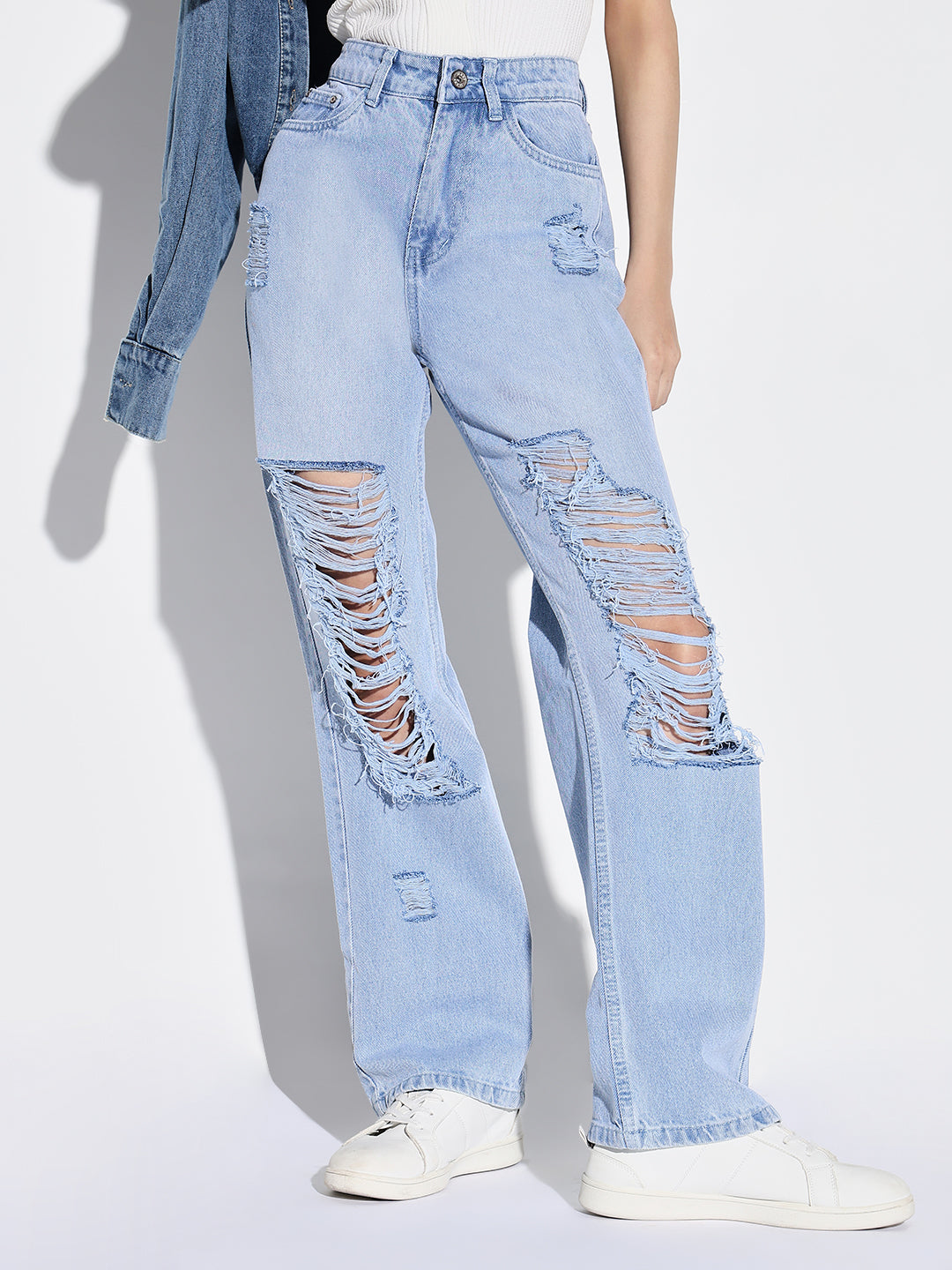 Women Blue Wide Leg Jeans