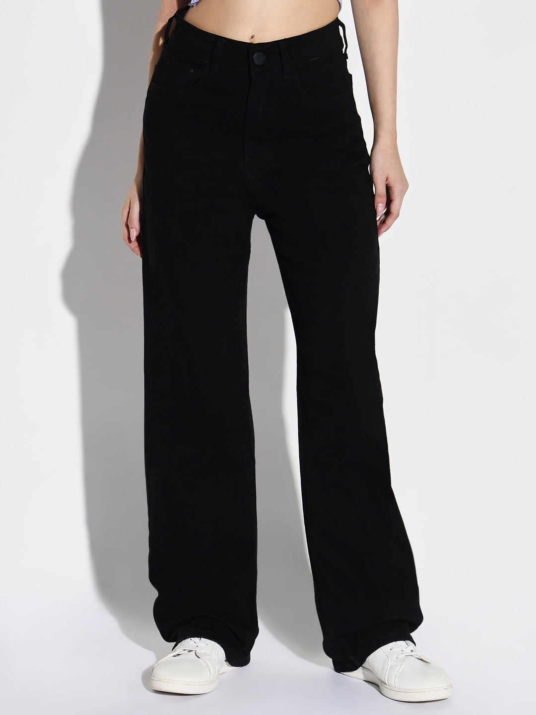 Women Black Wide Leg Jeans