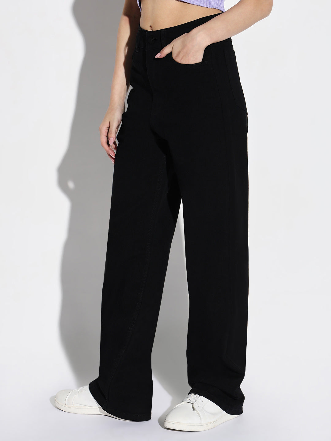 Women Black Wide Leg Jeans