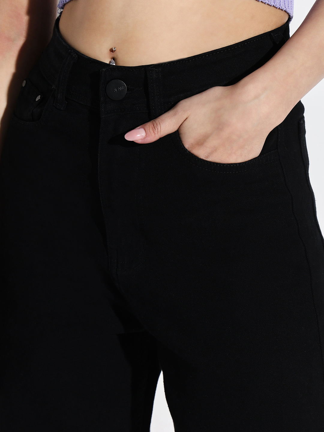 Women Black Wide Leg Jeans