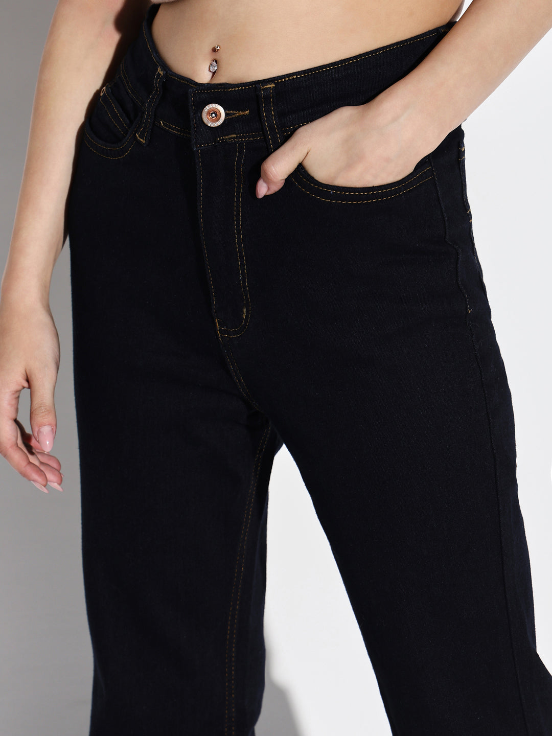 Women Navy Blue Bootcut Jeans