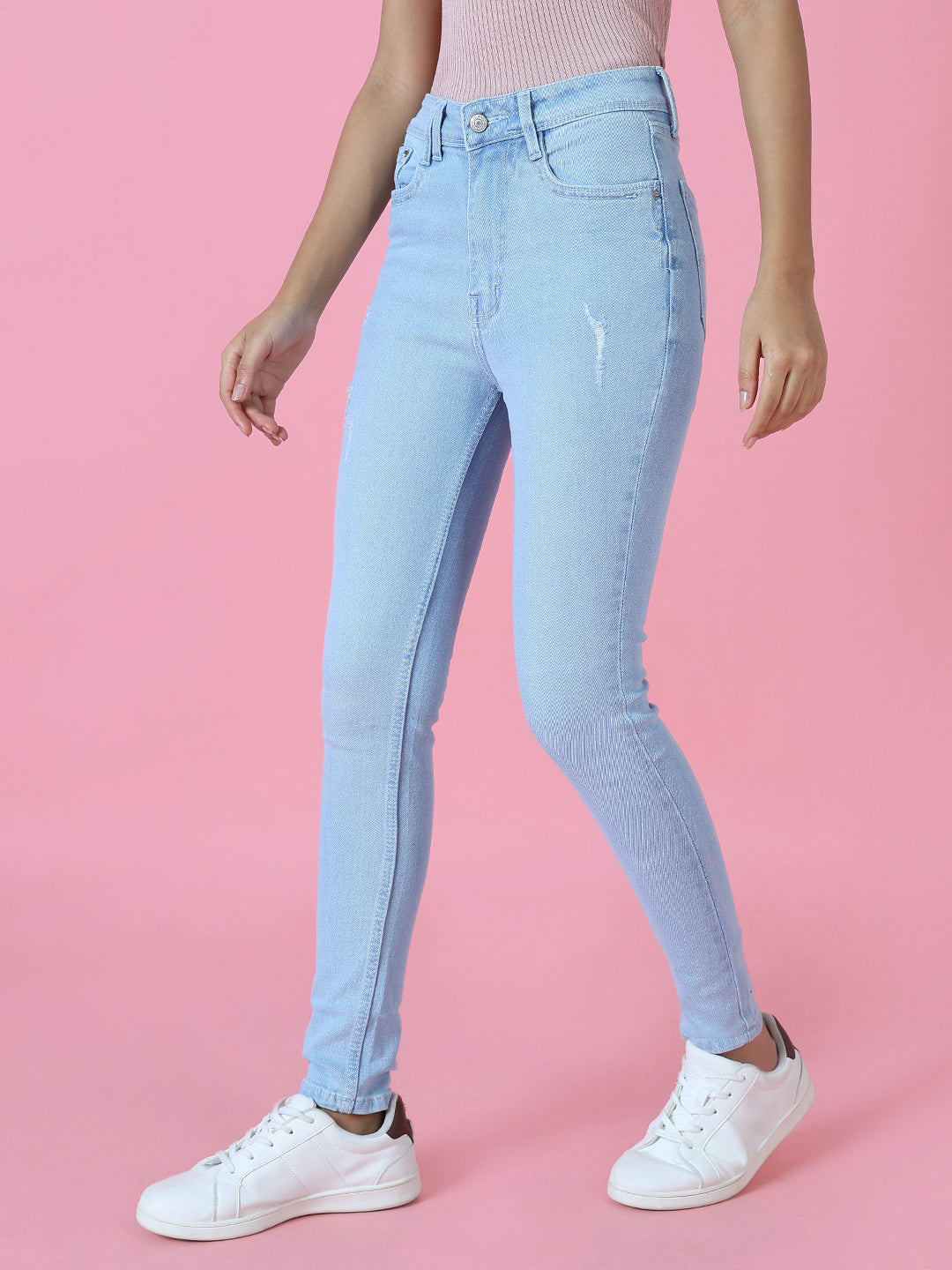 Women's Blue Solid Skinny Fit Denim Jeans